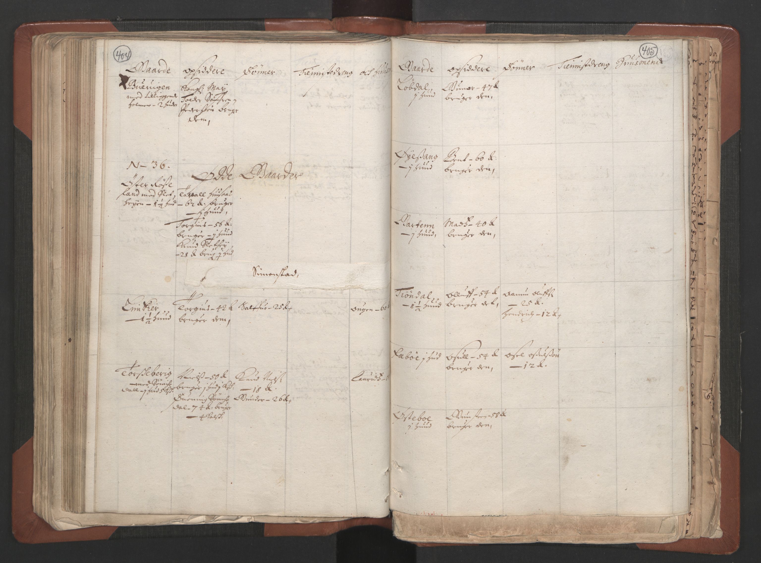 RA, Bailiff's Census 1664-1666, no. 7: Nedenes fogderi, 1664-1666, p. 404-405