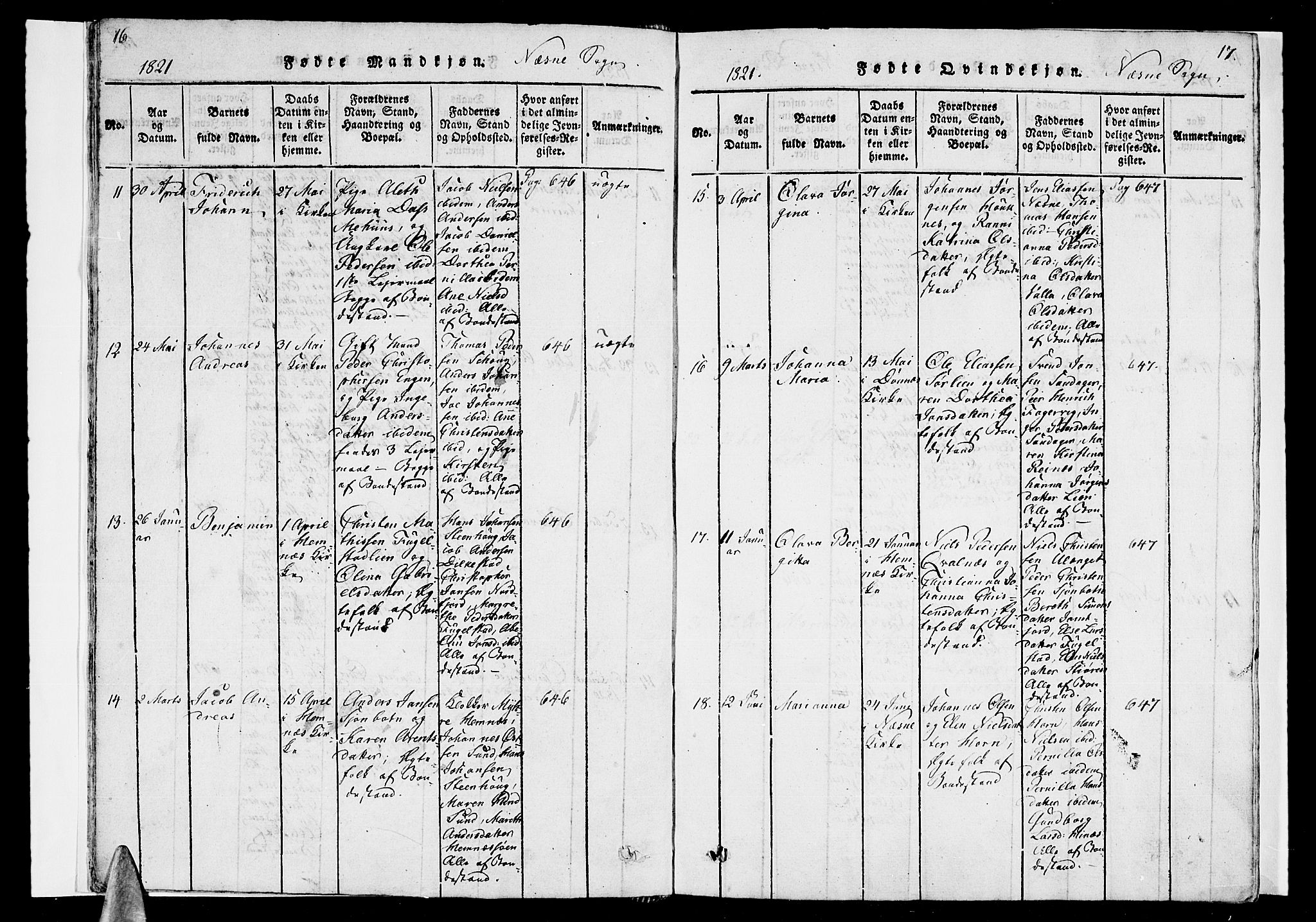 Ministerialprotokoller, klokkerbøker og fødselsregistre - Nordland, AV/SAT-A-1459/838/L0546: Parish register (official) no. 838A05 /1, 1820-1828, p. 16-17