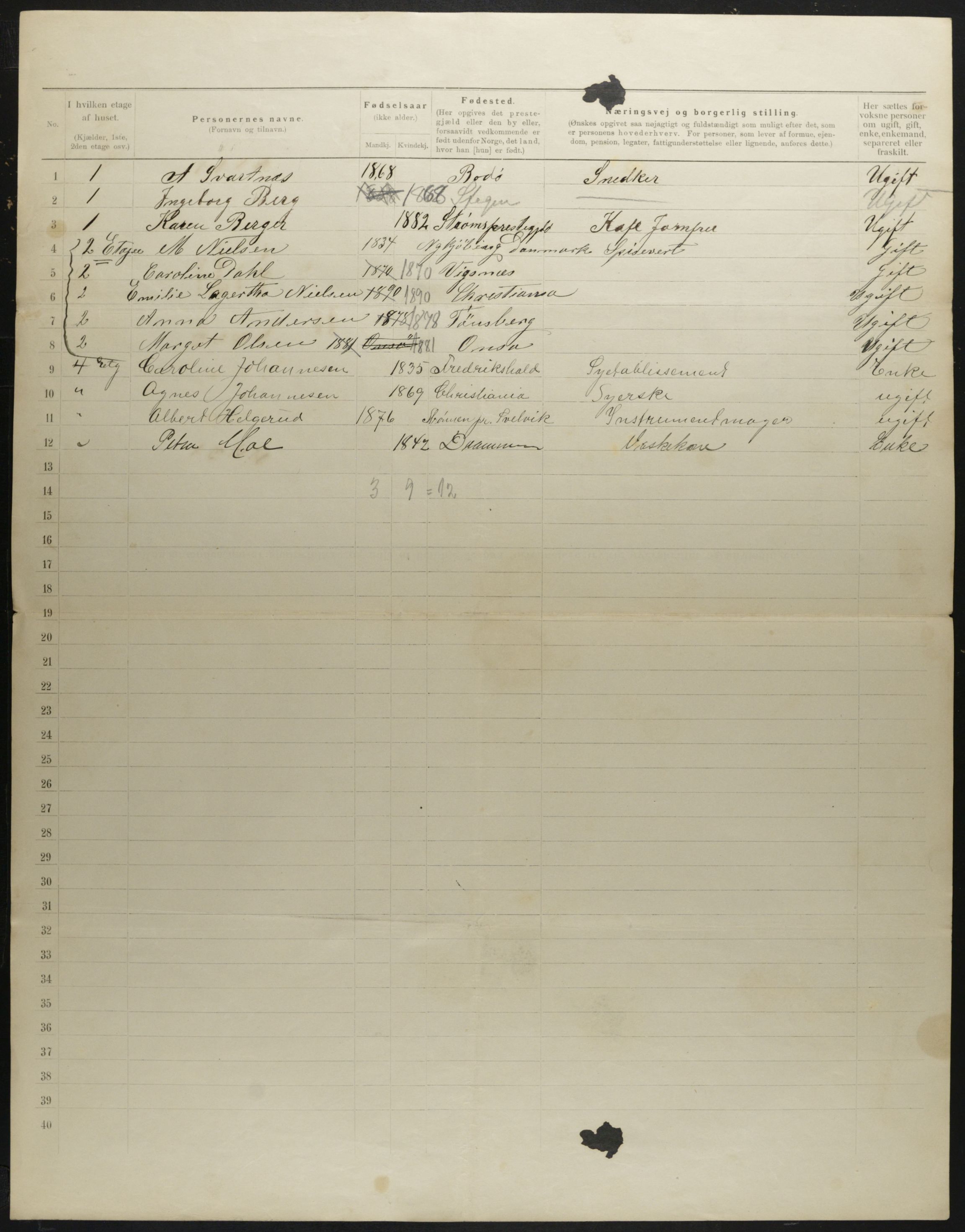 OBA, Municipal Census 1901 for Kristiania, 1901, p. 798