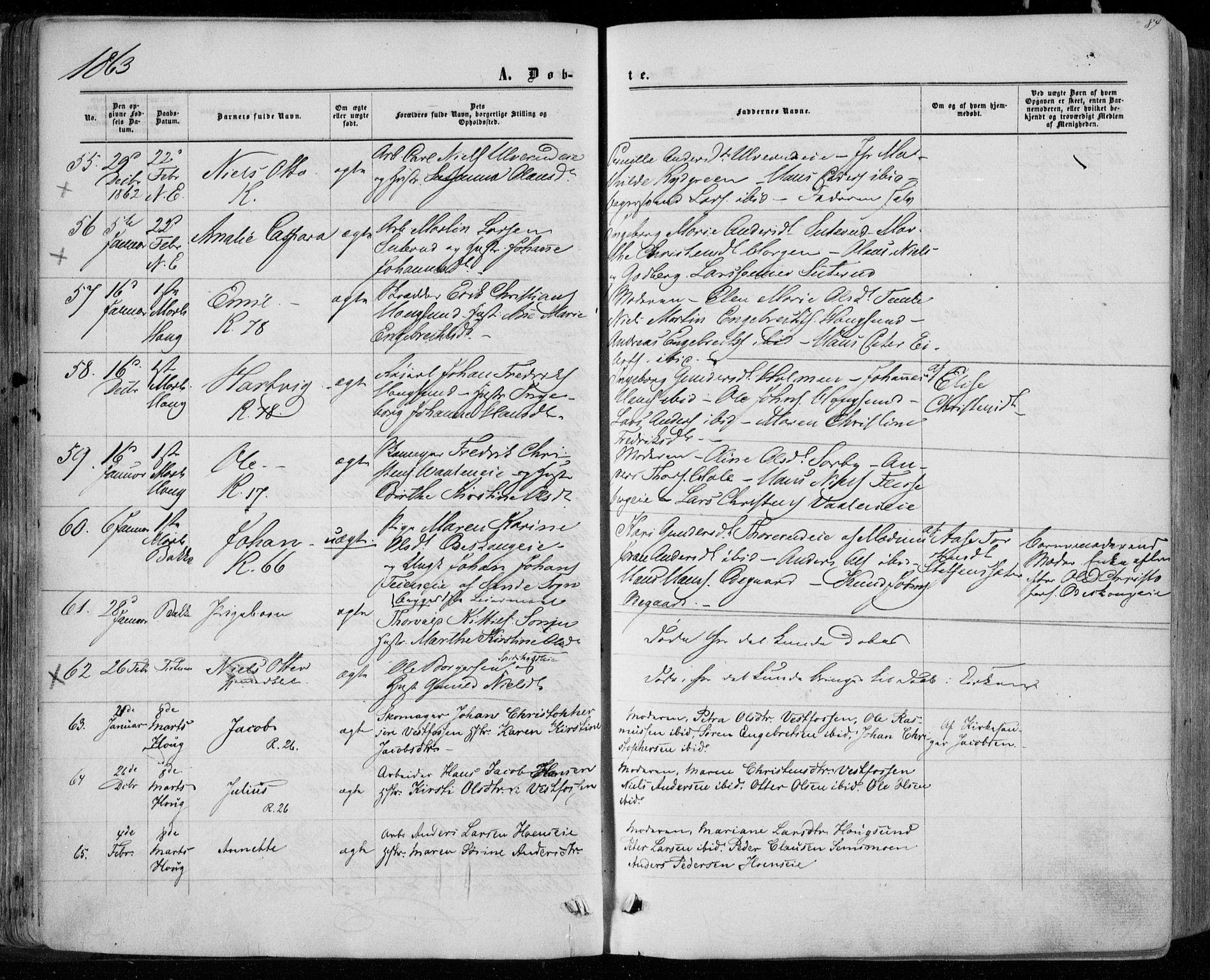 Eiker kirkebøker, SAKO/A-4/F/Fa/L0016: Parish register (official) no. I 16, 1860-1868, p. 84