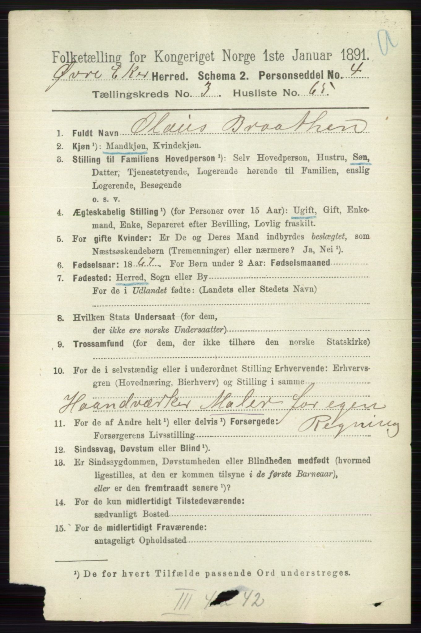 RA, 1891 census for 0624 Øvre Eiker, 1891, p. 1429