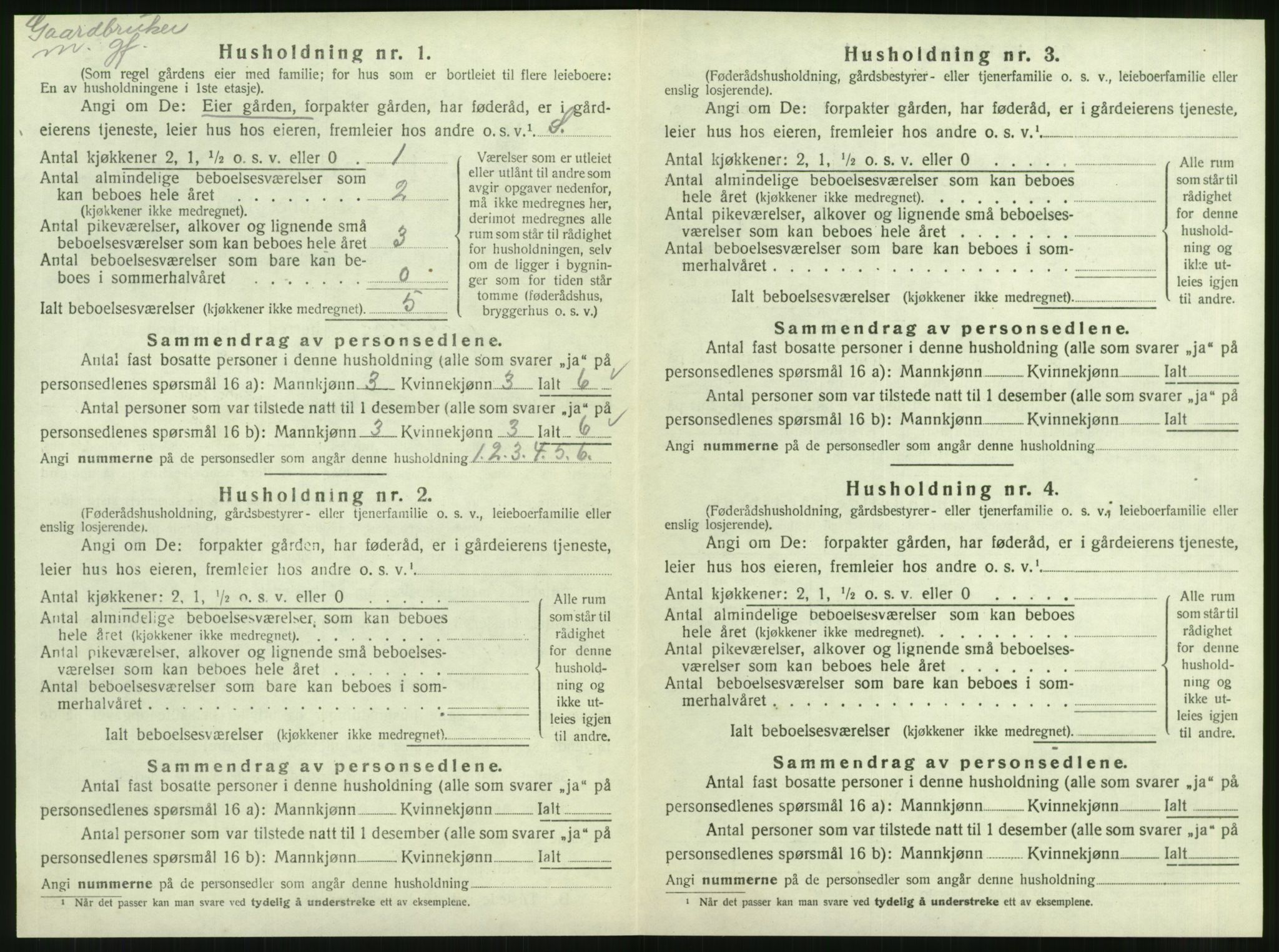 SAT, 1920 census for Velfjord, 1920, p. 334