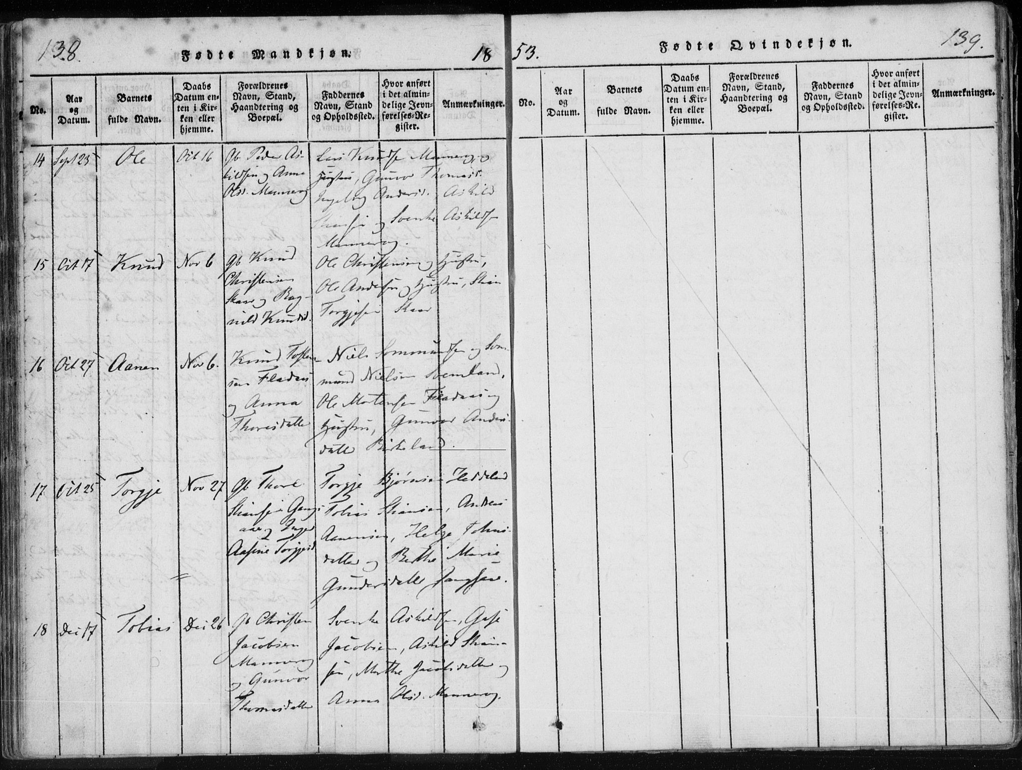 Holum sokneprestkontor, AV/SAK-1111-0022/F/Fa/Fac/L0002: Parish register (official) no. A 2, 1821-1859, p. 138-139