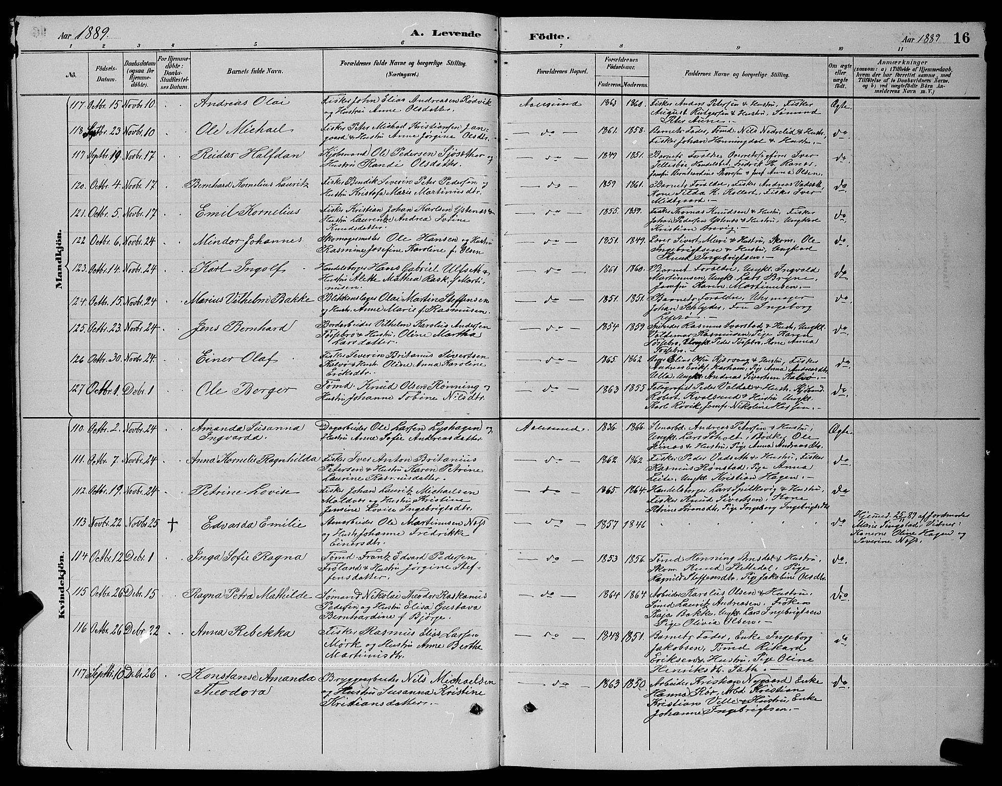 Ministerialprotokoller, klokkerbøker og fødselsregistre - Møre og Romsdal, AV/SAT-A-1454/529/L0467: Parish register (copy) no. 529C04, 1889-1897, p. 16