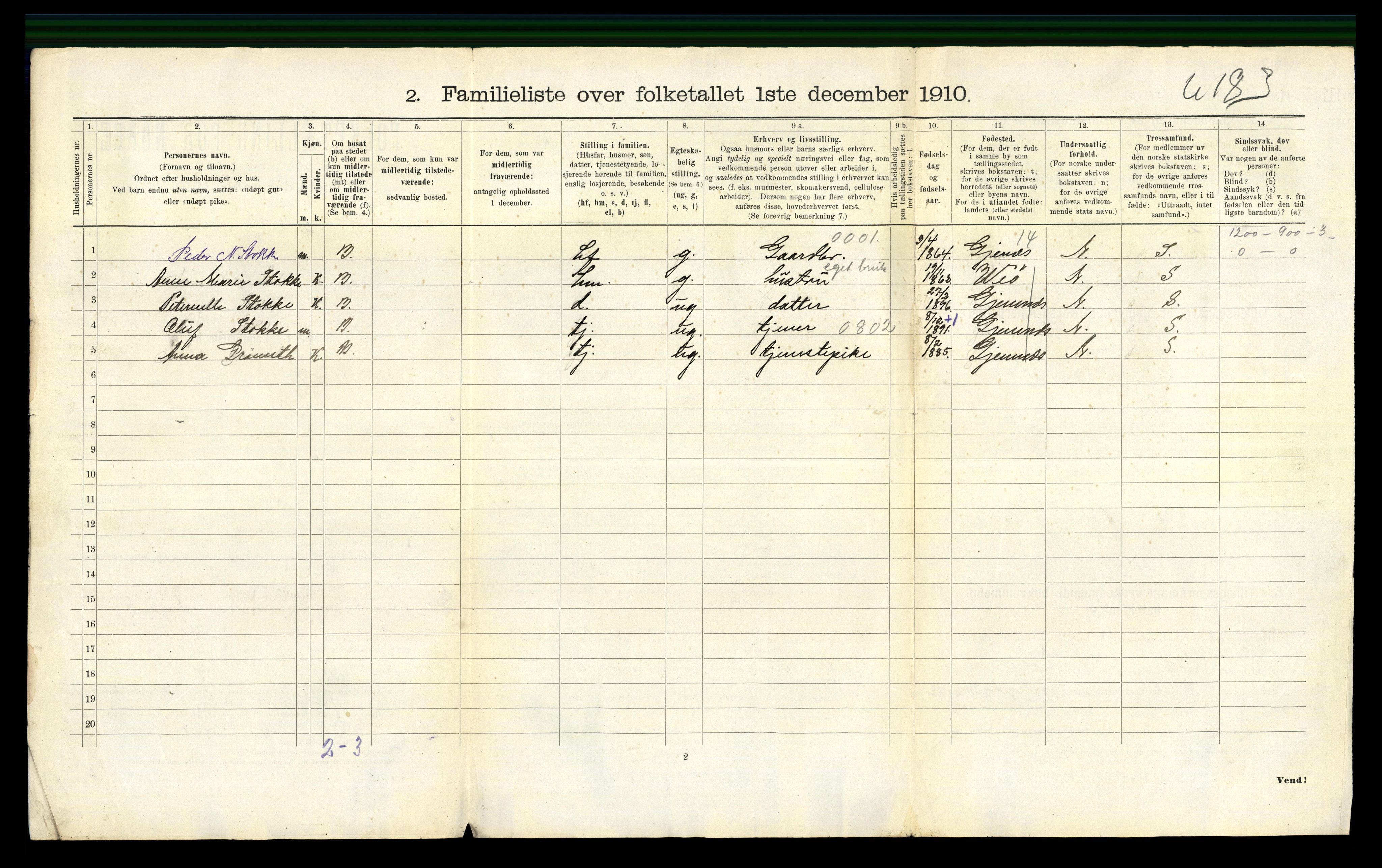 RA, 1910 census for Kristiansund, 1910, p. 5412