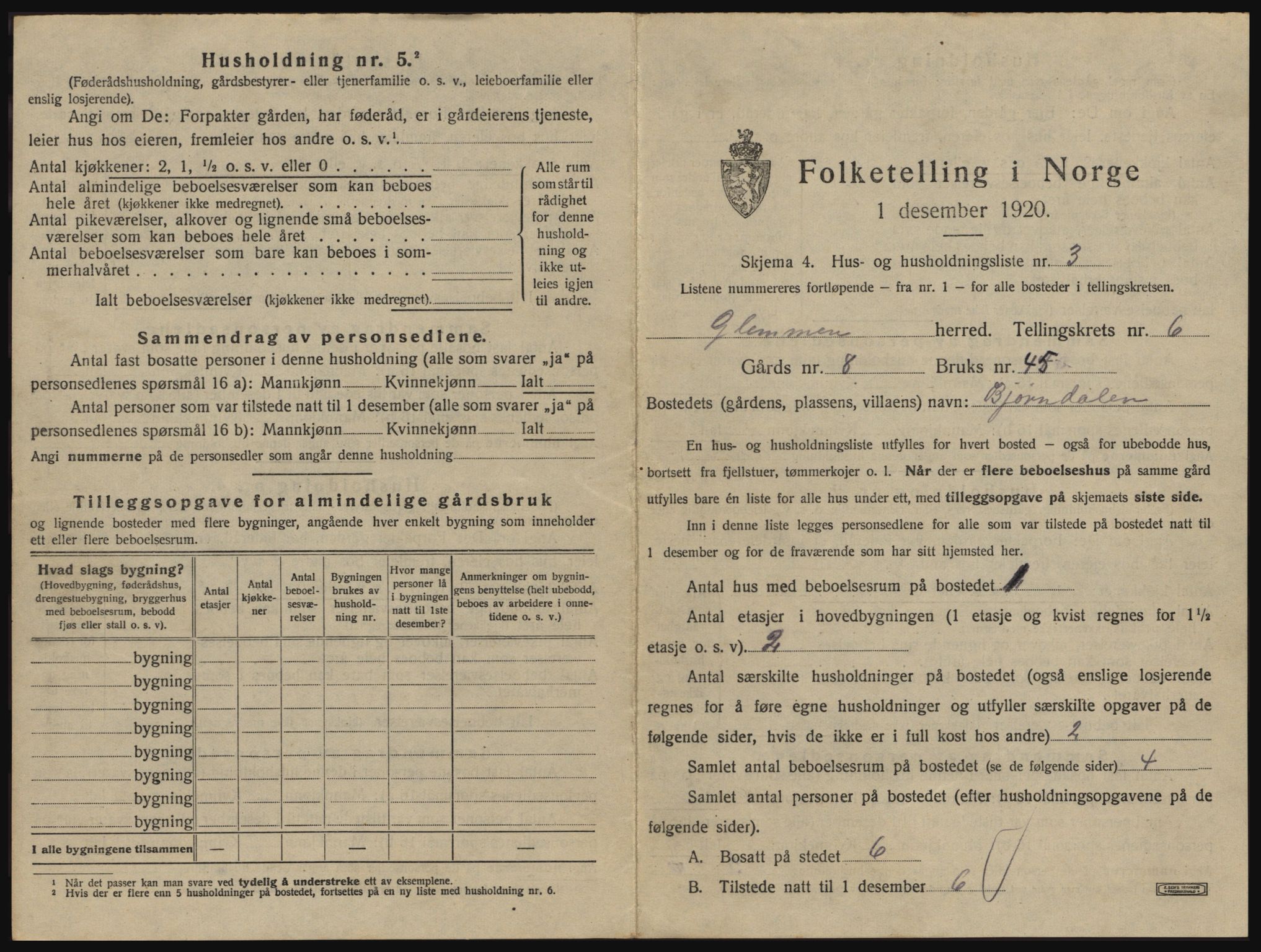 SAO, 1920 census for Glemmen, 1920, p. 2161