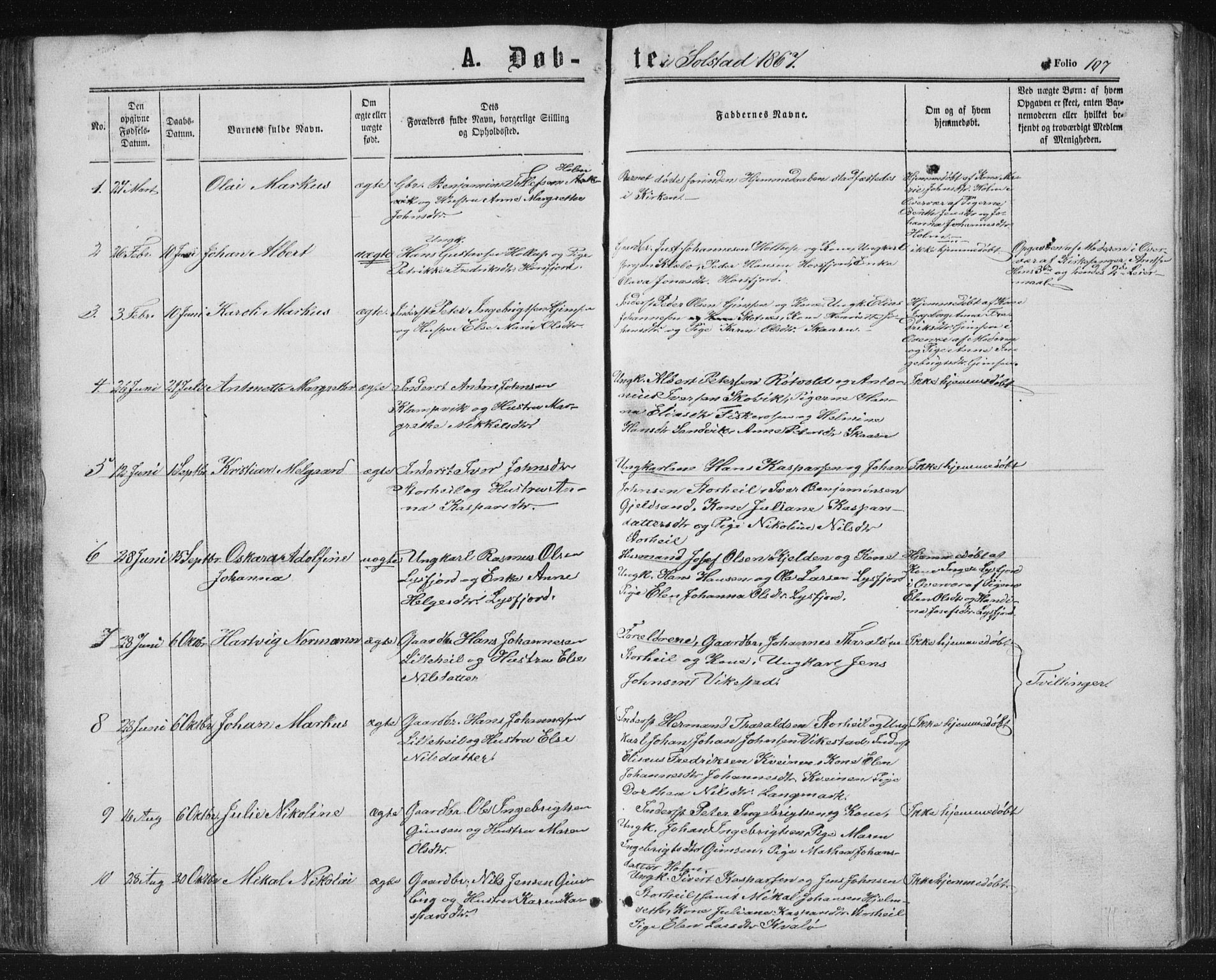 Ministerialprotokoller, klokkerbøker og fødselsregistre - Nordland, AV/SAT-A-1459/810/L0159: Parish register (copy) no. 810C02 /2, 1863-1883, p. 107