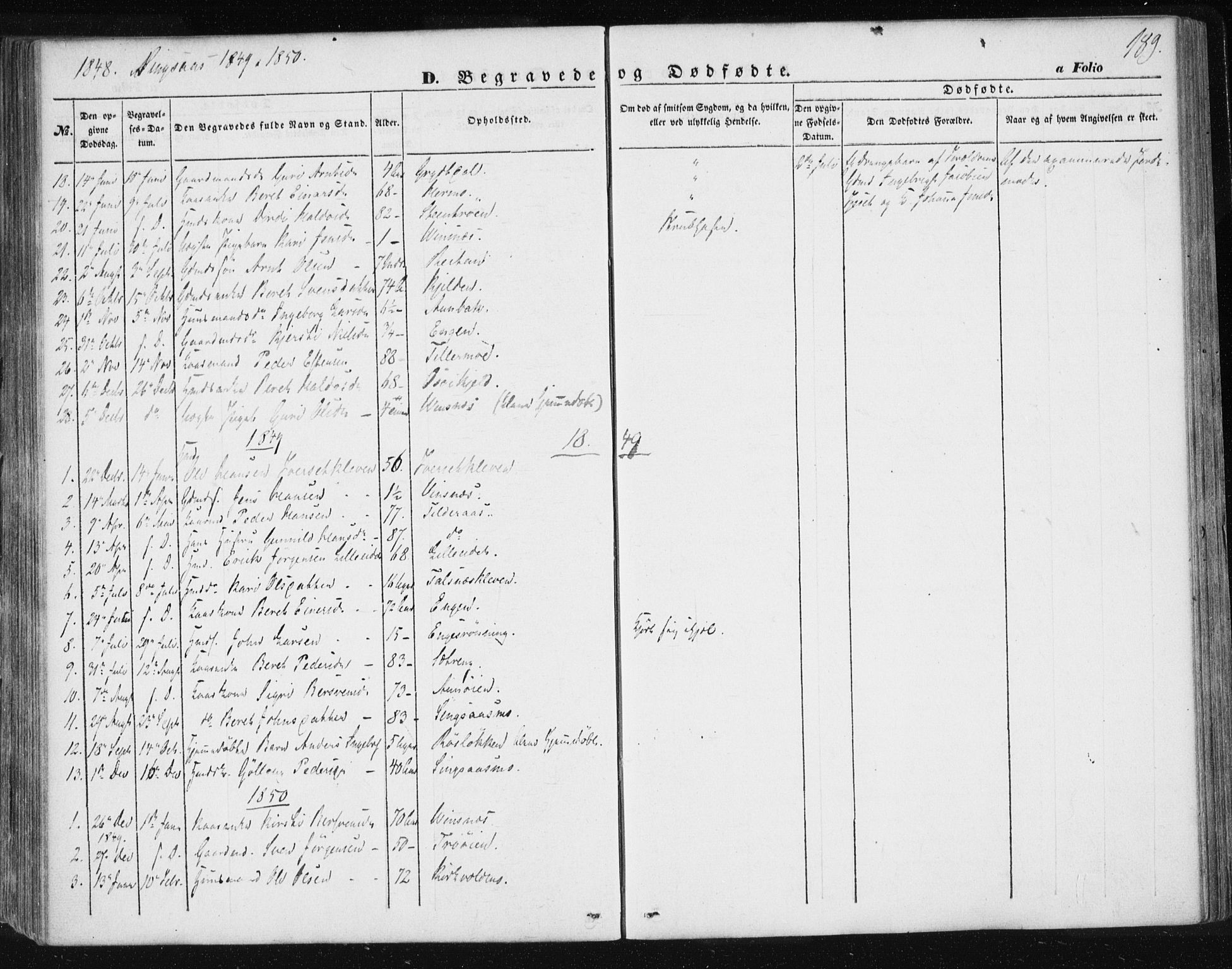 Ministerialprotokoller, klokkerbøker og fødselsregistre - Sør-Trøndelag, SAT/A-1456/685/L0964: Parish register (official) no. 685A06 /2, 1846-1859, p. 189