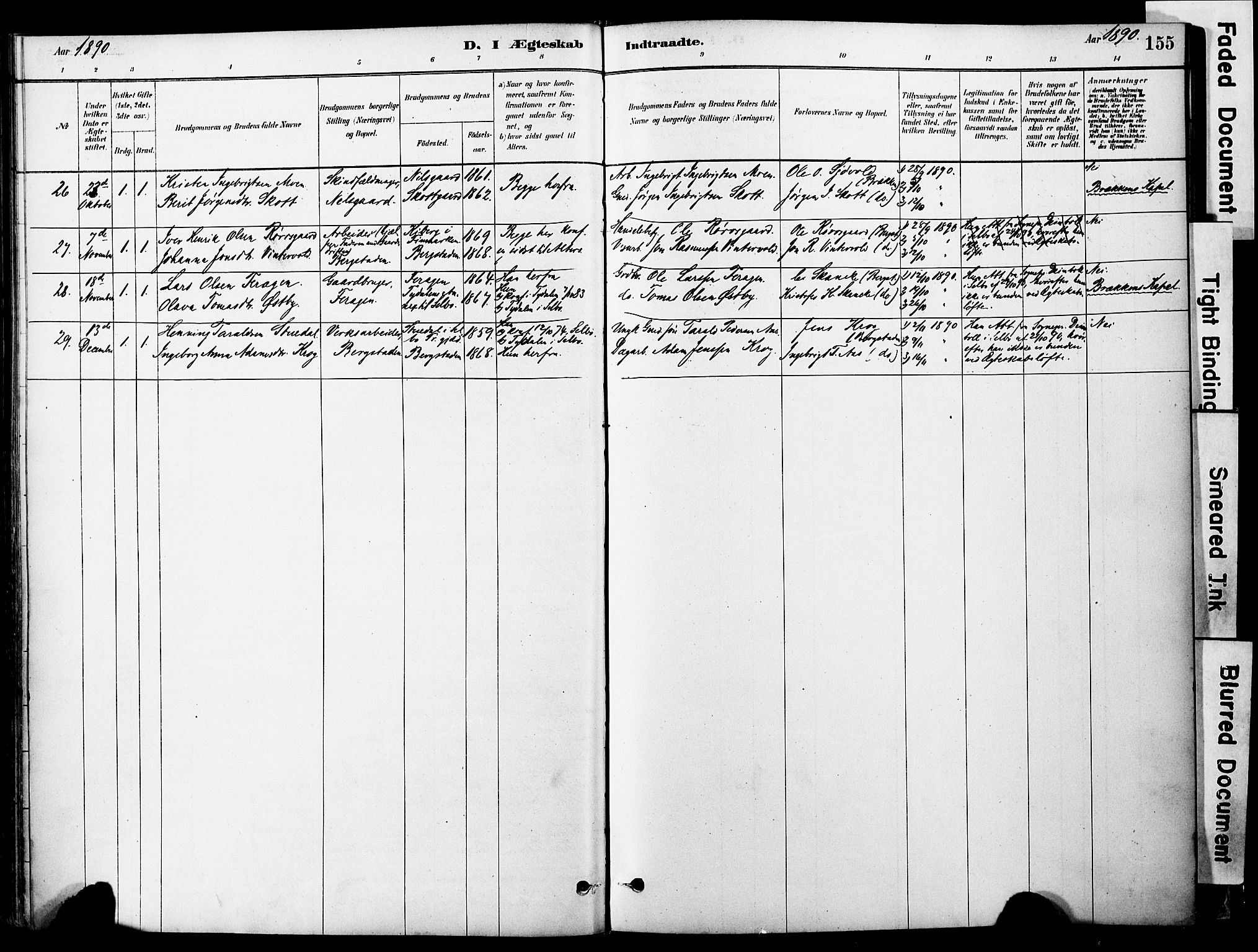 Ministerialprotokoller, klokkerbøker og fødselsregistre - Sør-Trøndelag, AV/SAT-A-1456/681/L0933: Parish register (official) no. 681A11, 1879-1890, p. 155