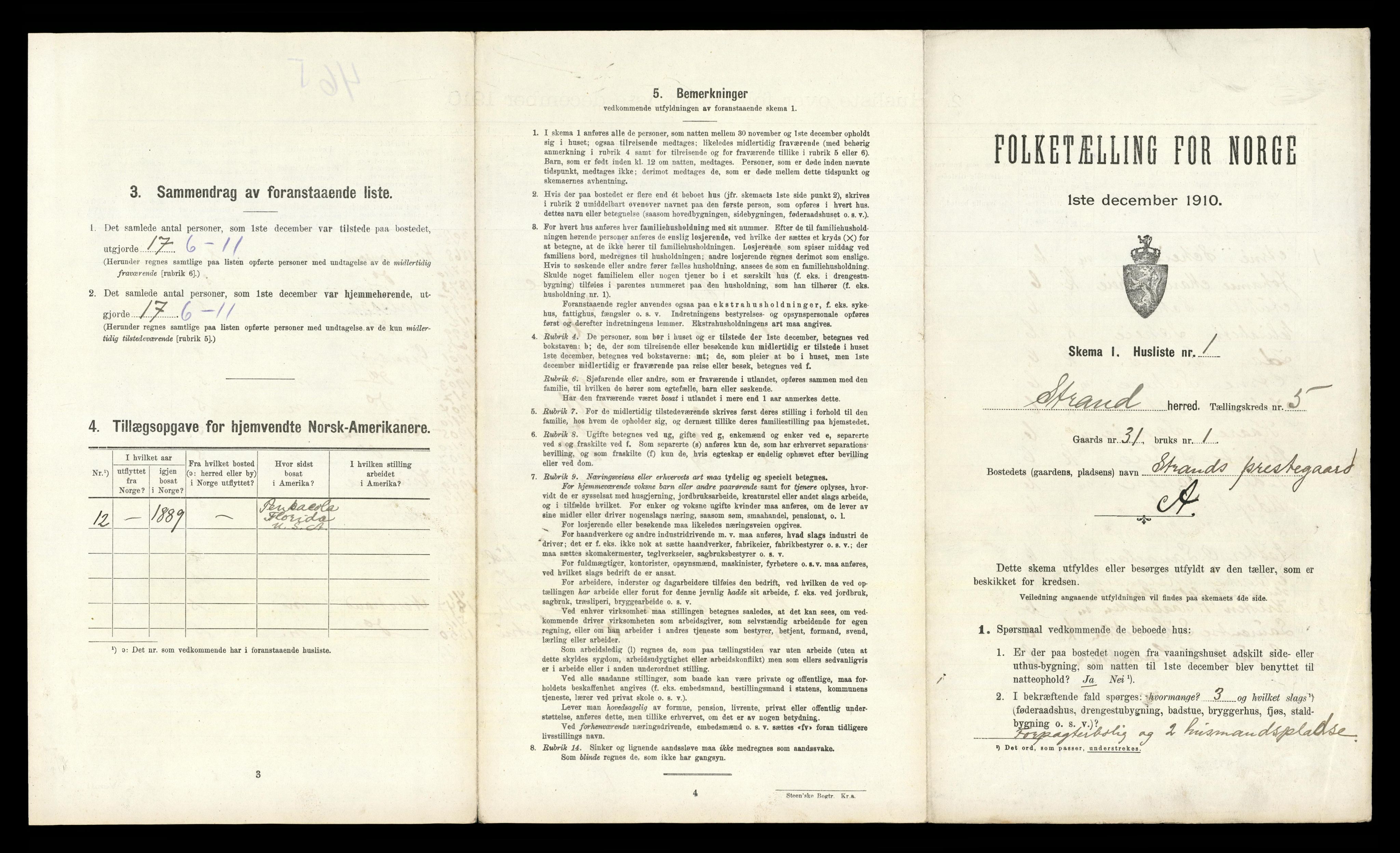 RA, 1910 census for Strand, 1910, p. 445