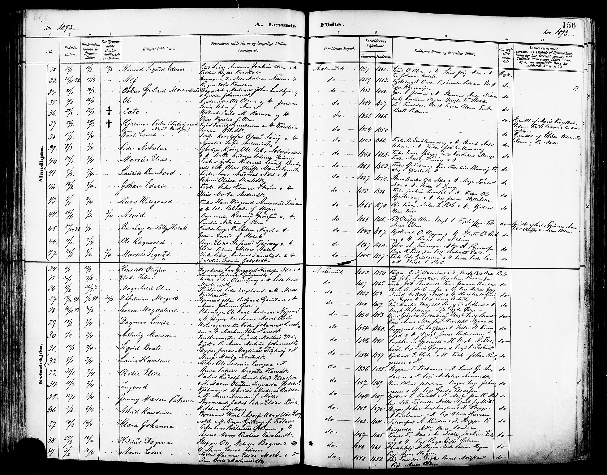 Ministerialprotokoller, klokkerbøker og fødselsregistre - Møre og Romsdal, AV/SAT-A-1454/529/L0455: Parish register (official) no. 529A05, 1885-1893, p. 156