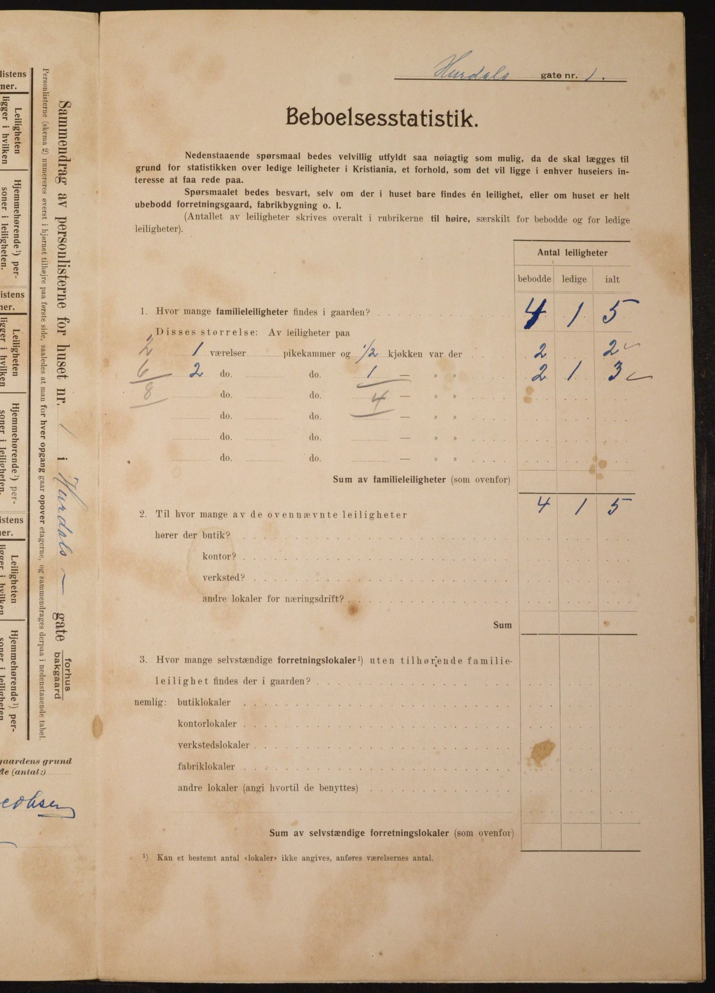 OBA, Municipal Census 1910 for Kristiania, 1910, p. 41383