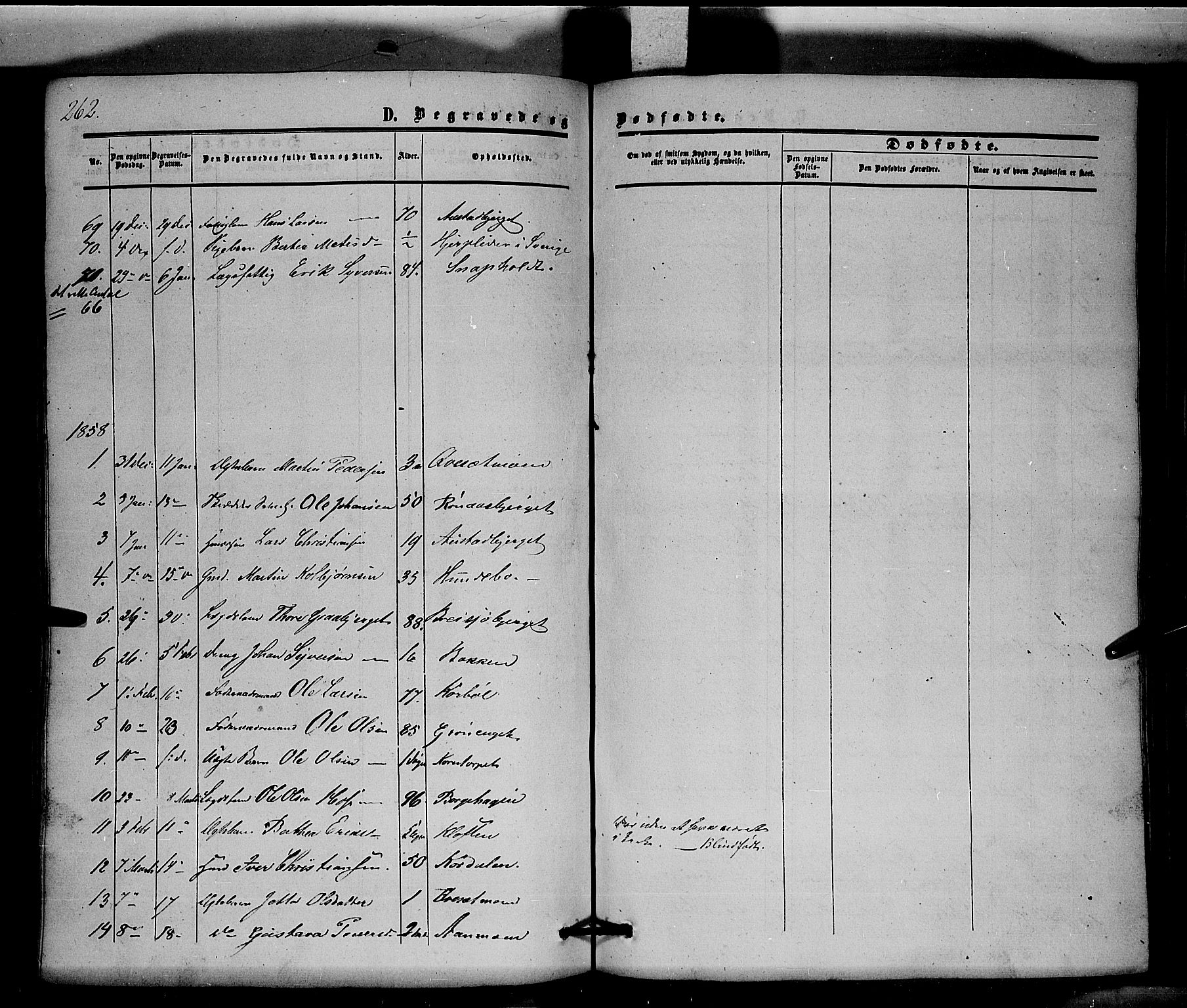 Hof prestekontor, SAH/PREST-038/H/Ha/Haa/L0008: Parish register (official) no. 8, 1849-1861, p. 262