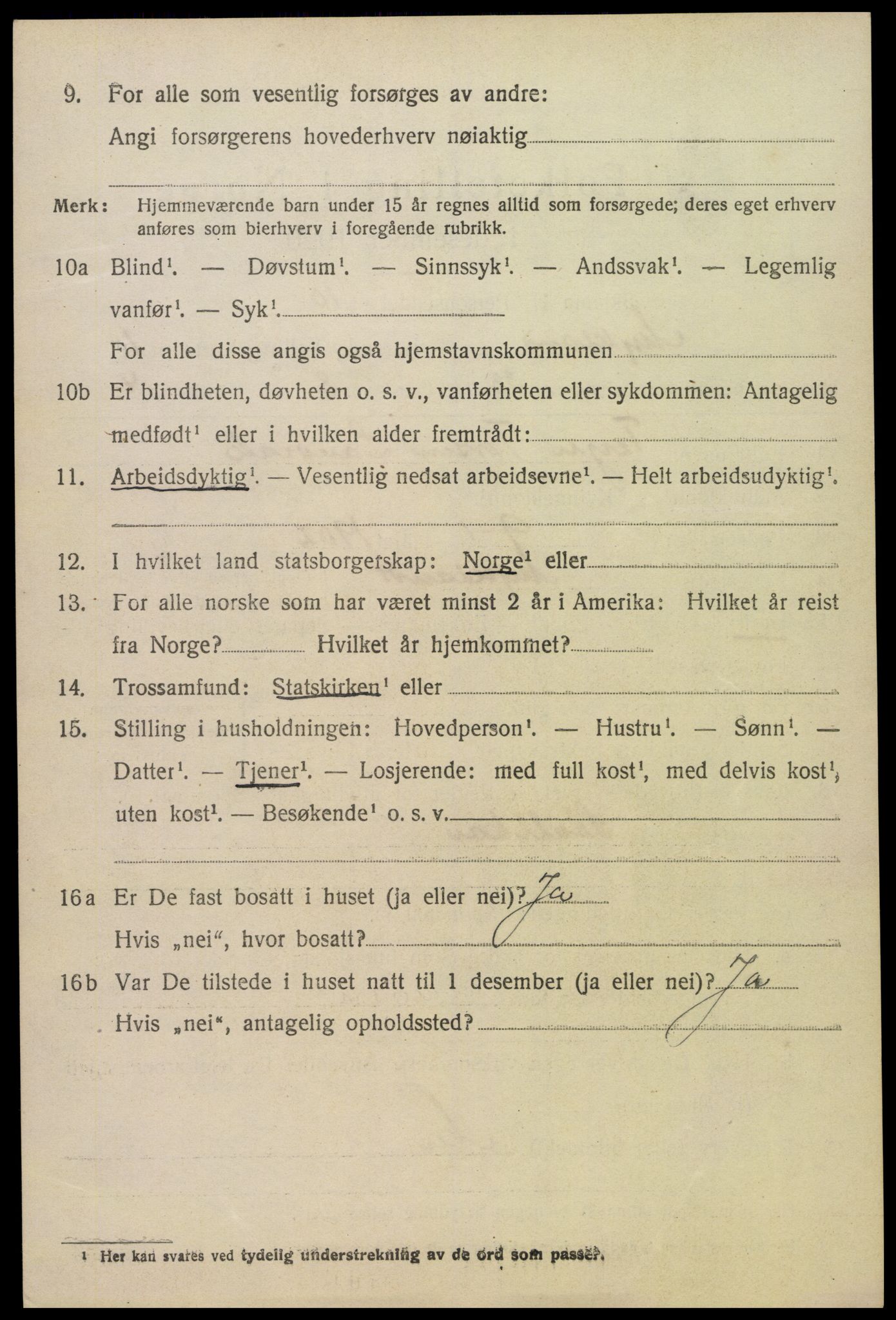 SAK, 1920 census for Mykland, 1920, p. 701