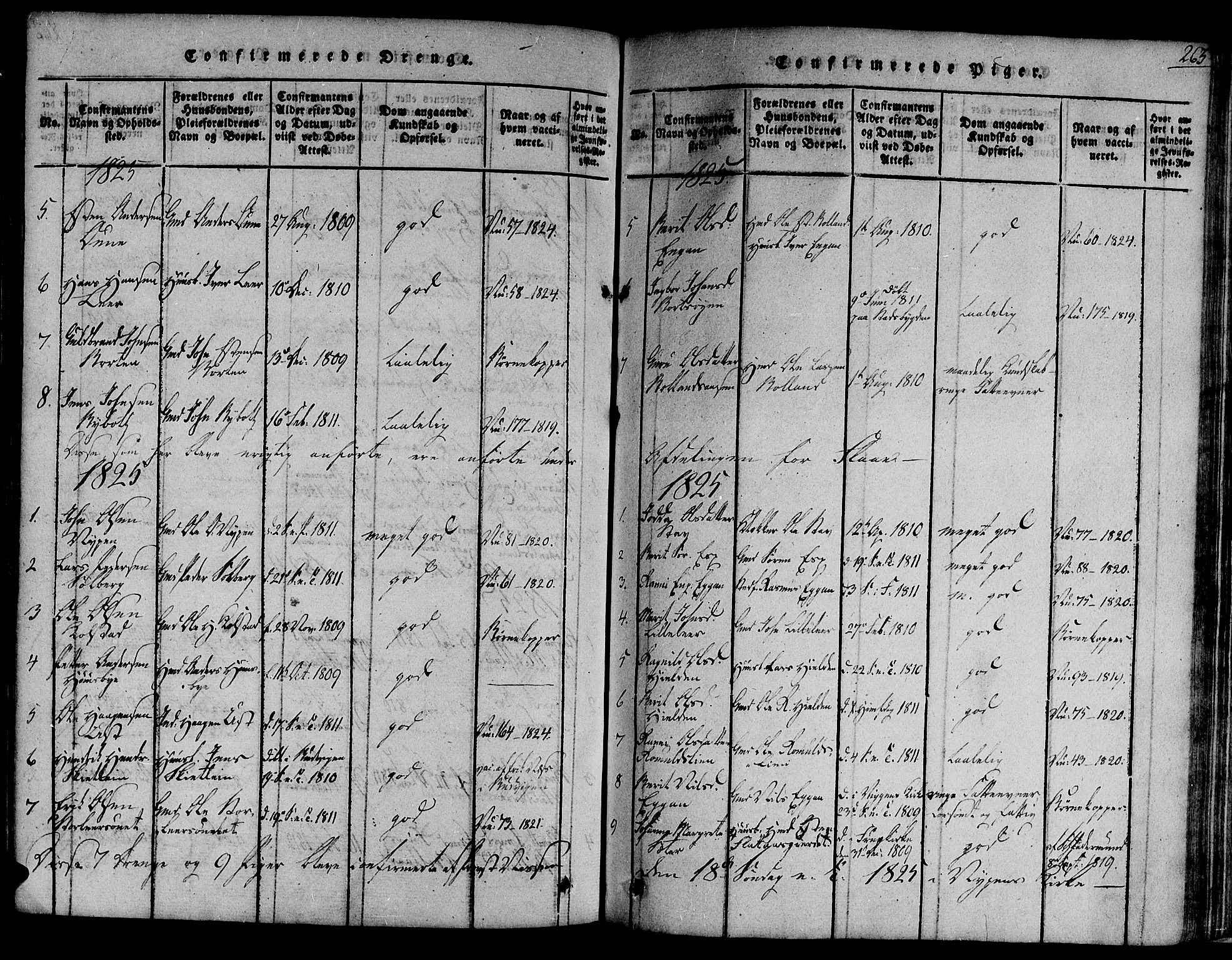 Ministerialprotokoller, klokkerbøker og fødselsregistre - Sør-Trøndelag, SAT/A-1456/691/L1067: Parish register (official) no. 691A03 /3, 1816-1826, p. 263
