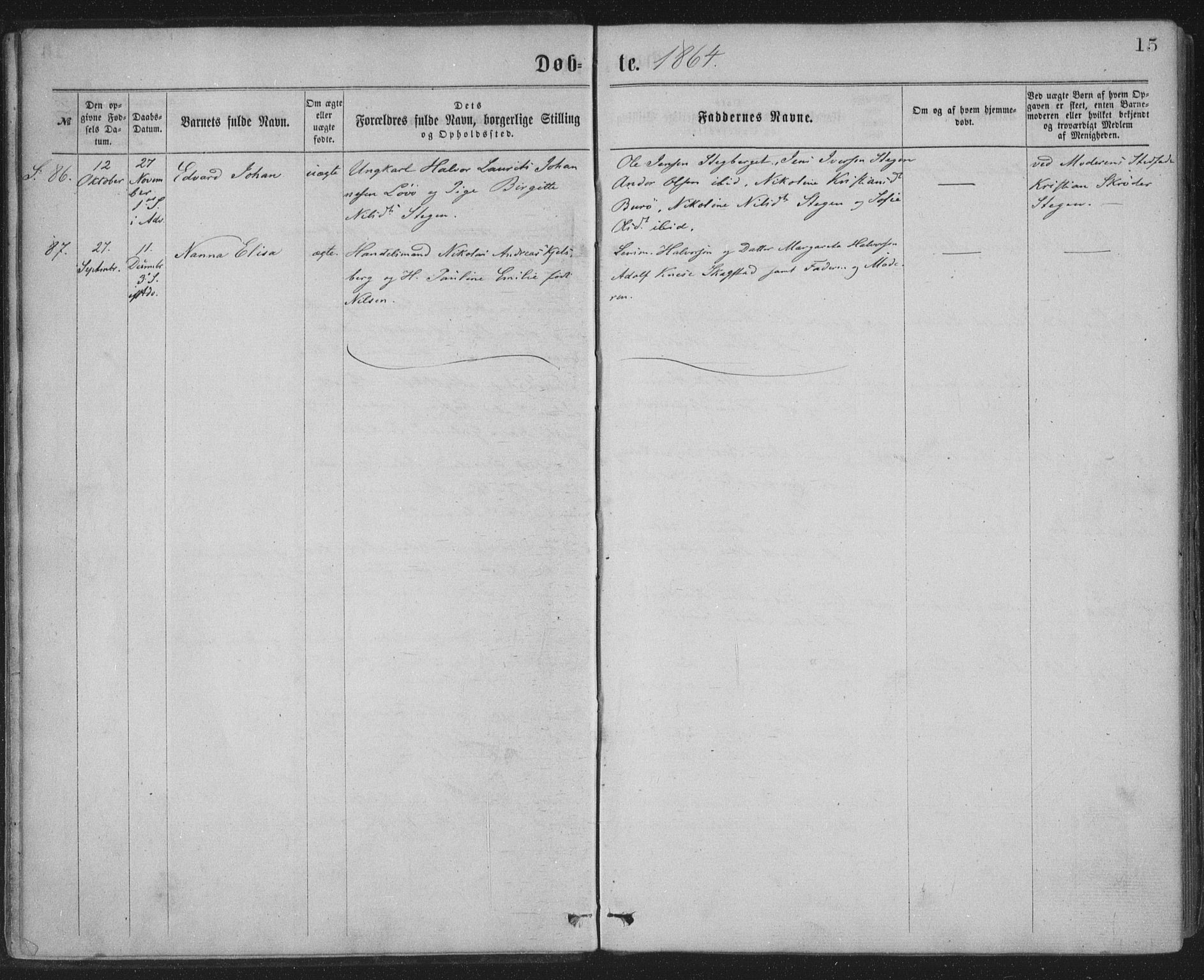 Ministerialprotokoller, klokkerbøker og fødselsregistre - Nordland, AV/SAT-A-1459/855/L0801: Parish register (official) no. 855A09, 1864-1874, p. 15