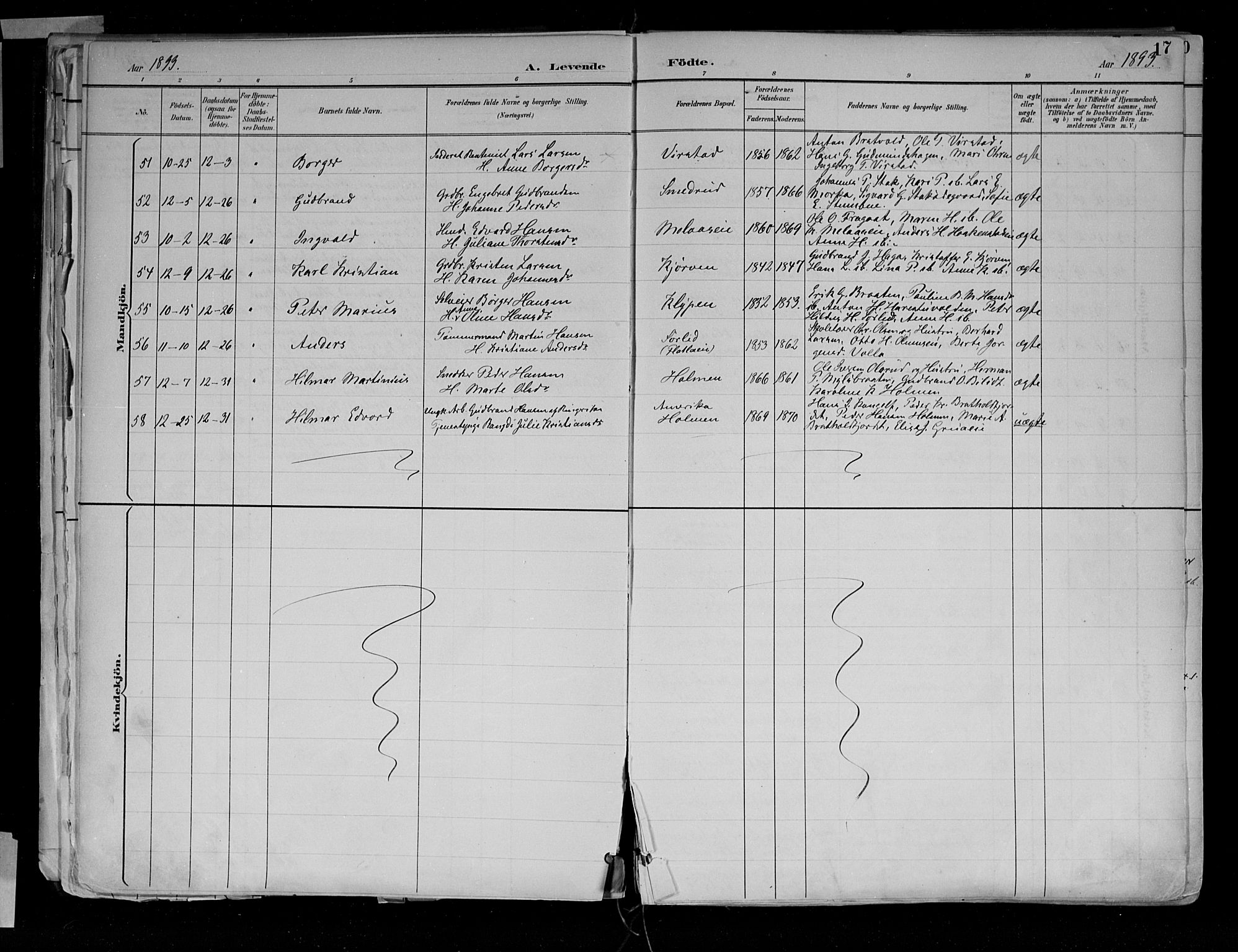 Jevnaker prestekontor, SAH/PREST-116/H/Ha/Haa/L0010: Parish register (official) no. 10, 1891-1906, p. 17
