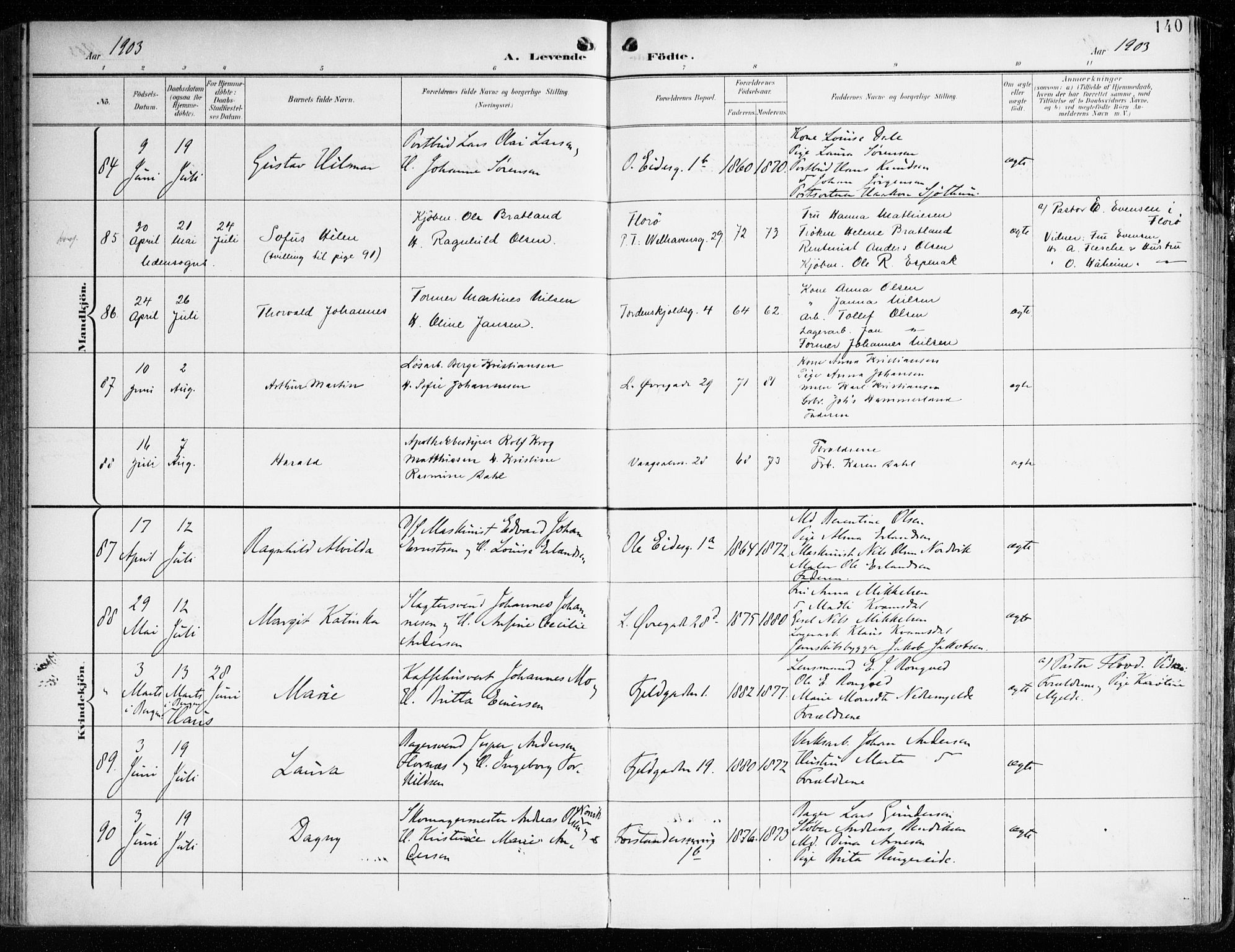 Korskirken sokneprestembete, SAB/A-76101/H/Haa/L0023: Parish register (official) no. B 9, 1899-1908, p. 140
