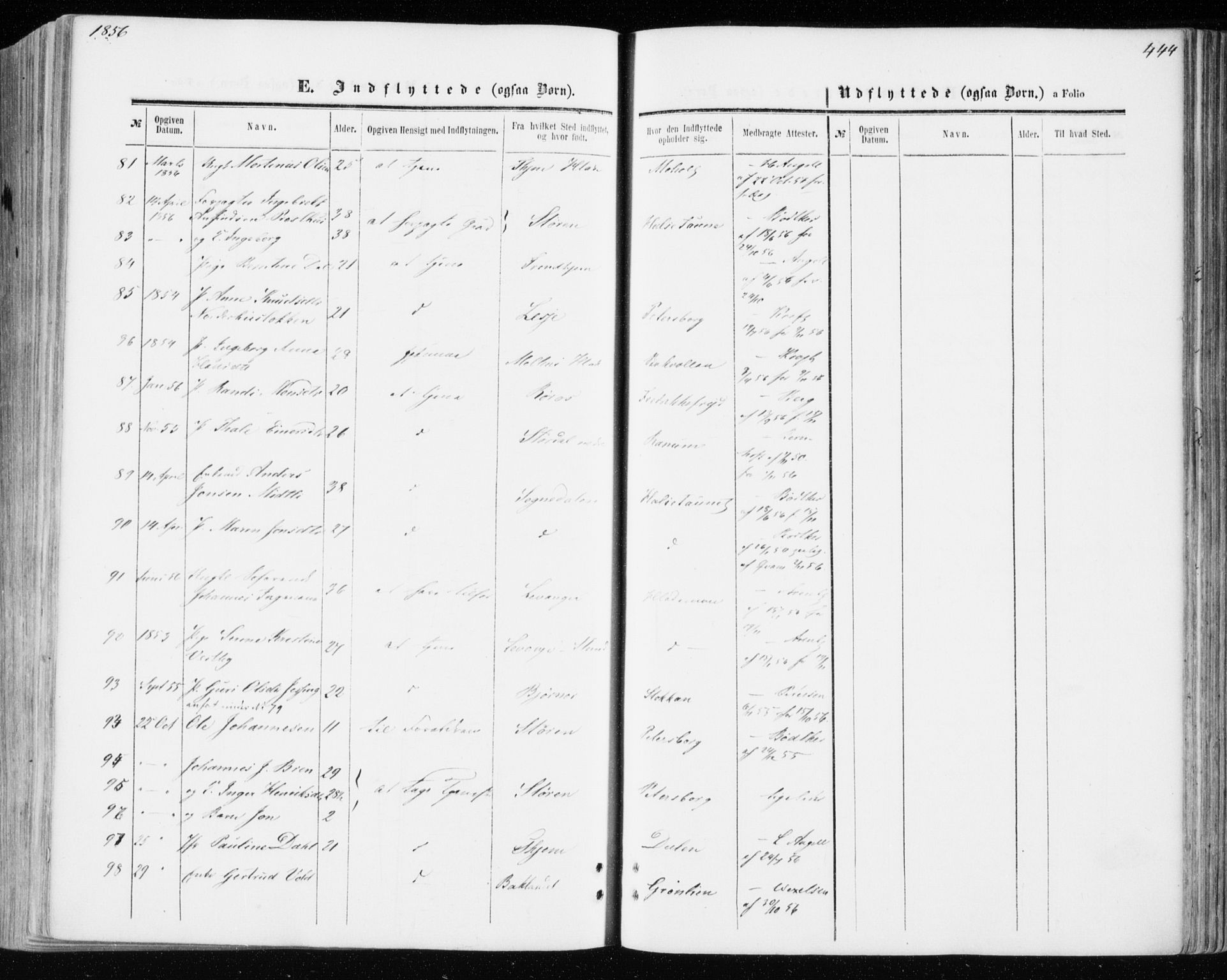 Ministerialprotokoller, klokkerbøker og fødselsregistre - Sør-Trøndelag, SAT/A-1456/606/L0292: Parish register (official) no. 606A07, 1856-1865, p. 444