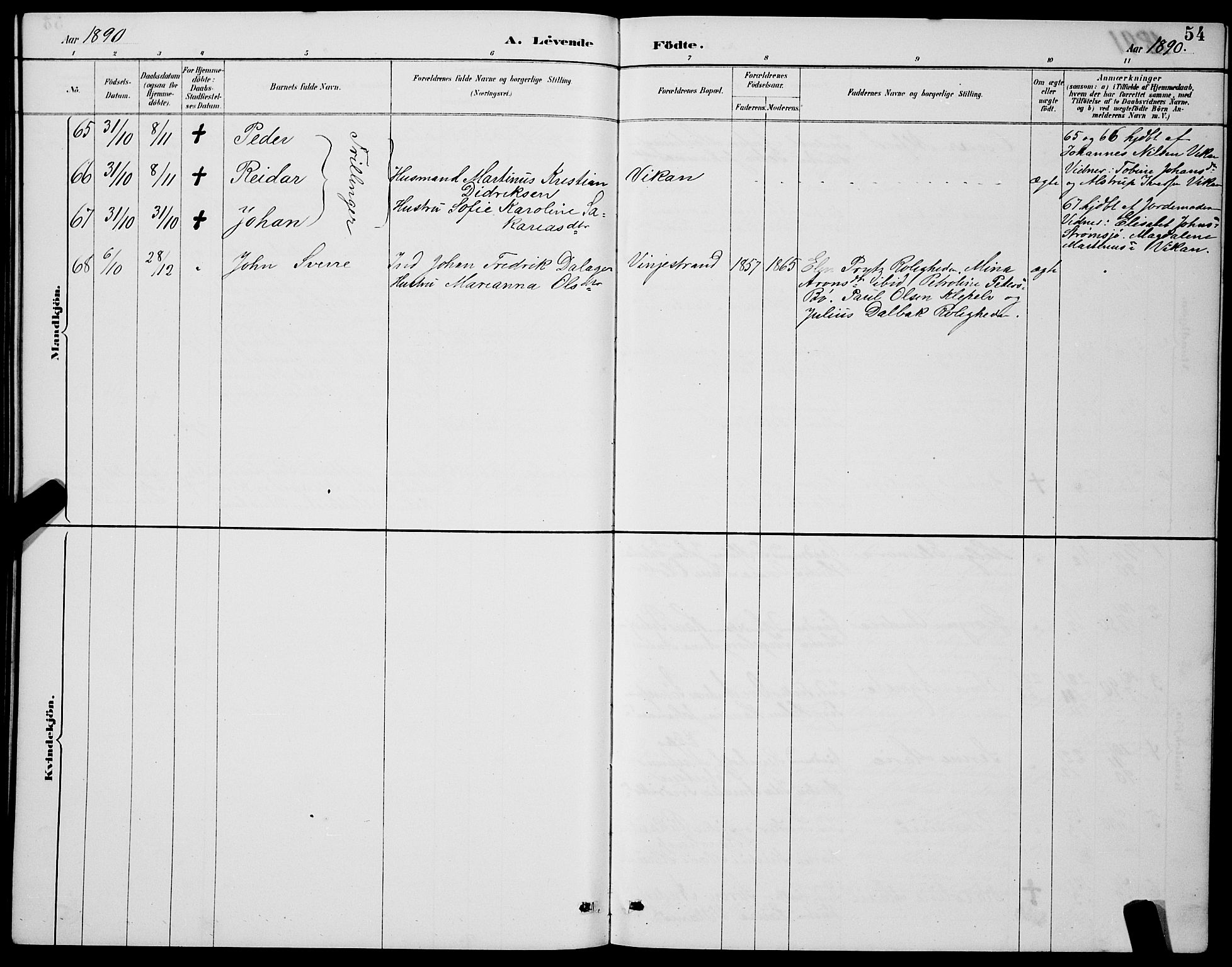 Ministerialprotokoller, klokkerbøker og fødselsregistre - Nordland, AV/SAT-A-1459/891/L1315: Parish register (copy) no. 891C04, 1886-1893, p. 54