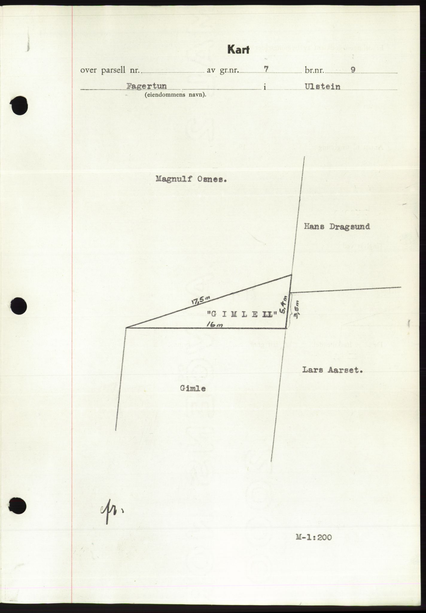 Søre Sunnmøre sorenskriveri, AV/SAT-A-4122/1/2/2C/L0075: Mortgage book no. 1A, 1943-1943, Diary no: : 1105/1943