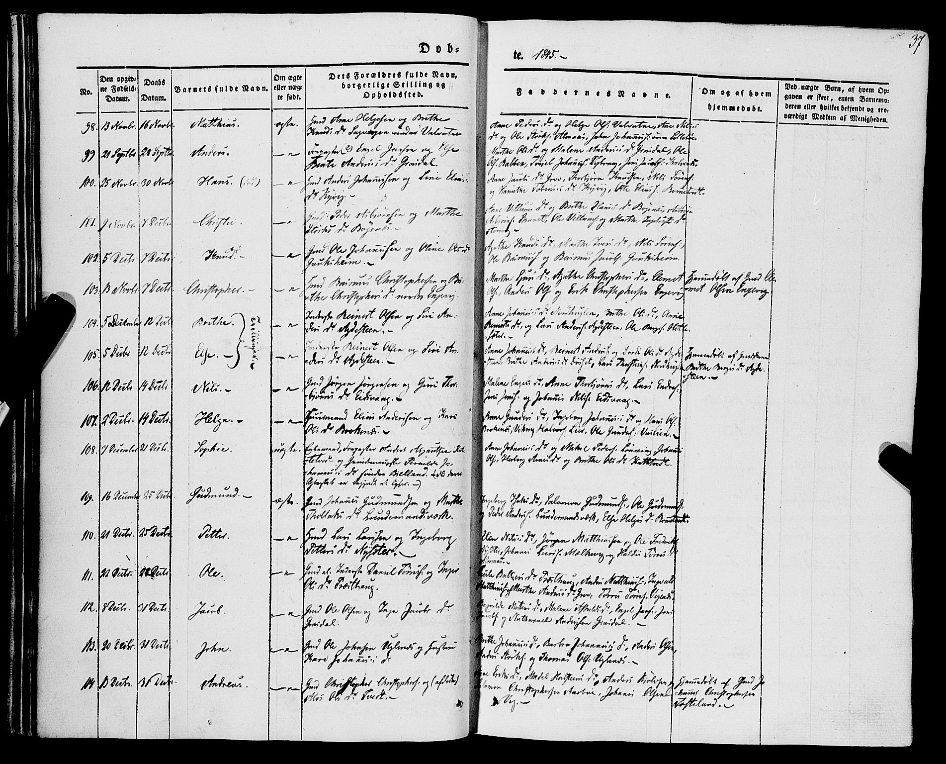Stord sokneprestembete, SAB/A-78201/H/Haa: Parish register (official) no. A 7, 1841-1861, p. 37