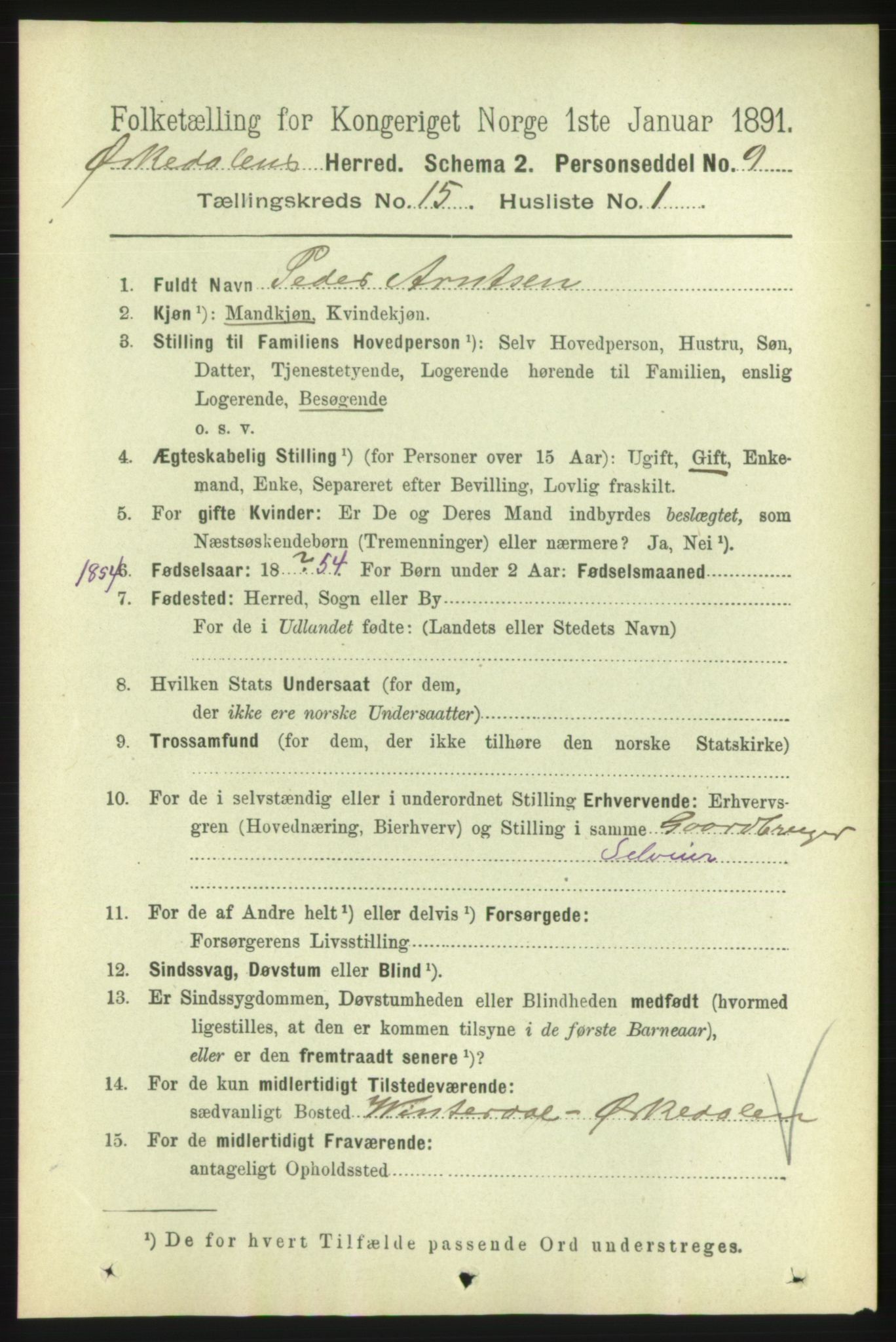 RA, 1891 census for 1638 Orkdal, 1891, p. 6885