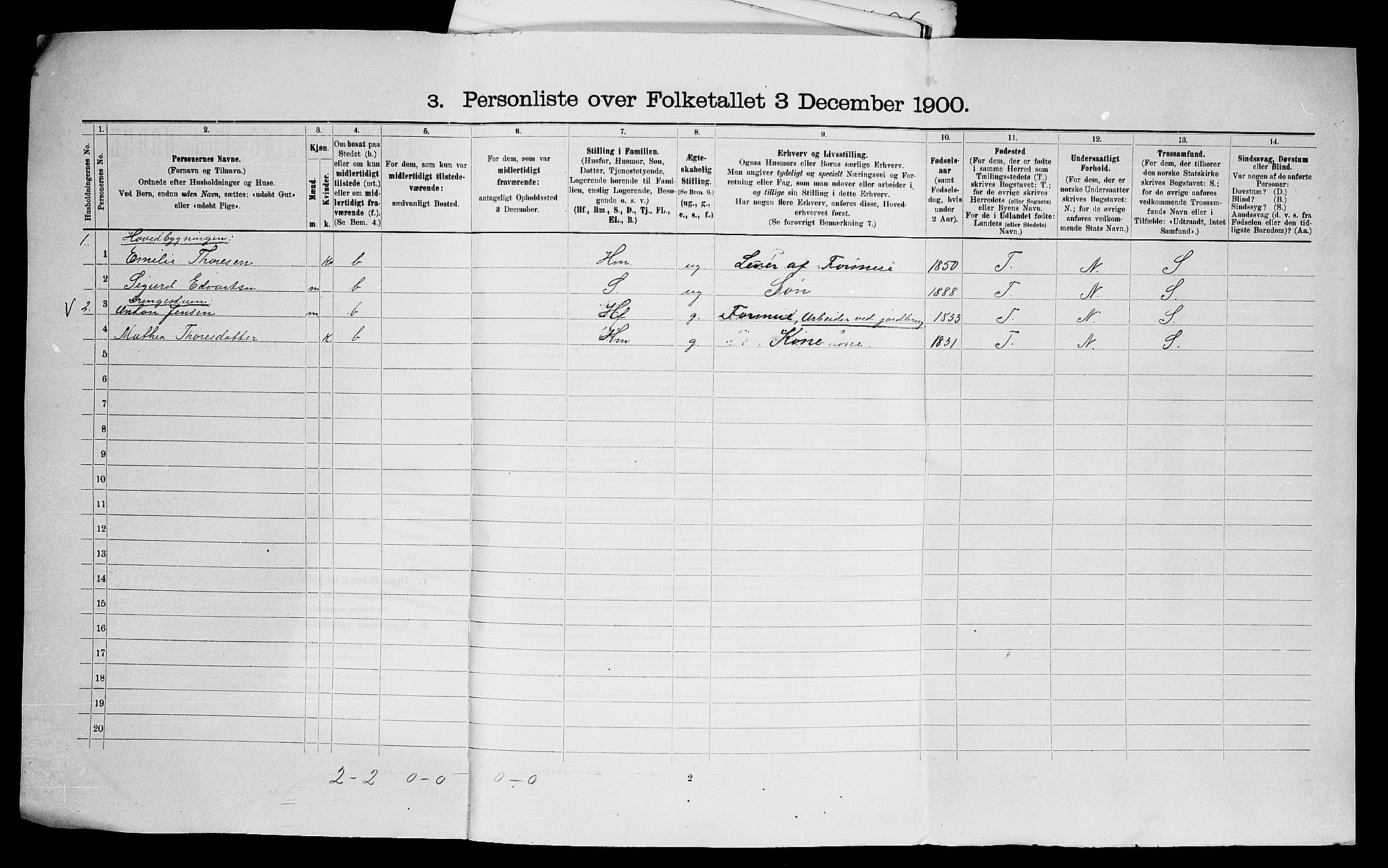 SAO, 1900 census for Kråkstad, 1900