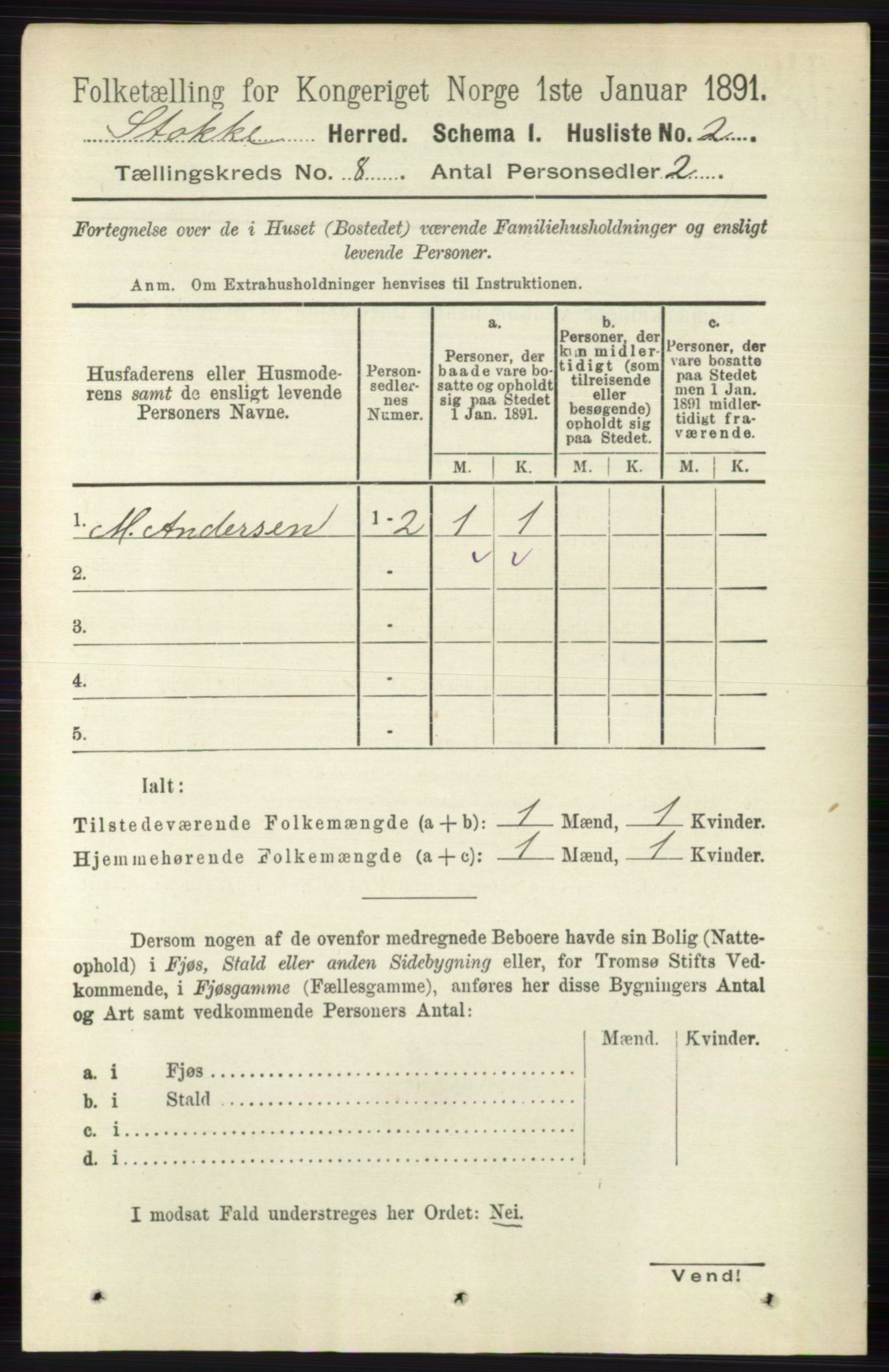 RA, 1891 census for 0720 Stokke, 1891, p. 4942