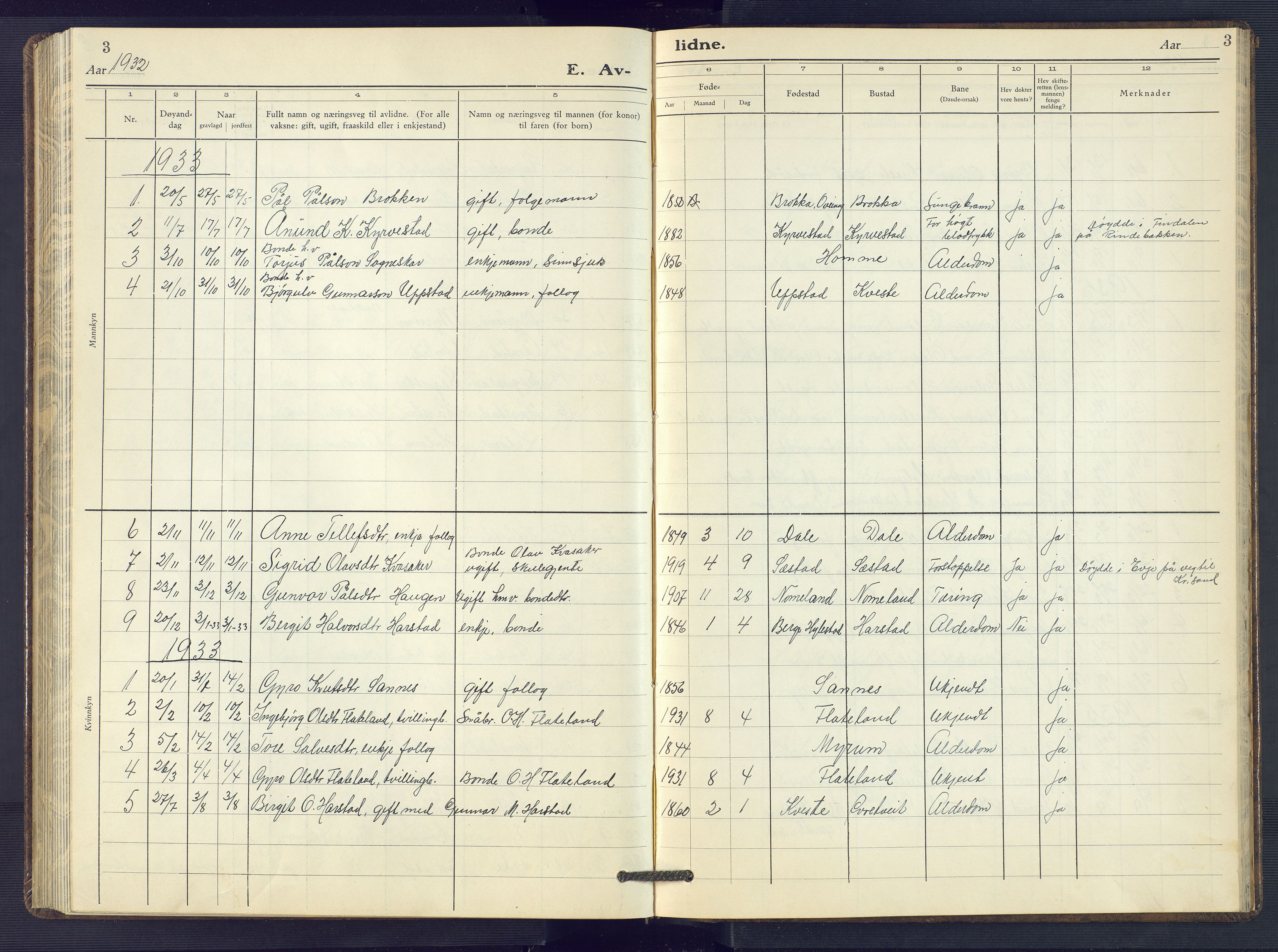Valle sokneprestkontor, SAK/1111-0044/F/Fb/Fbc/L0005: Parish register (copy) no. B 5, 1929-1981, p. 3