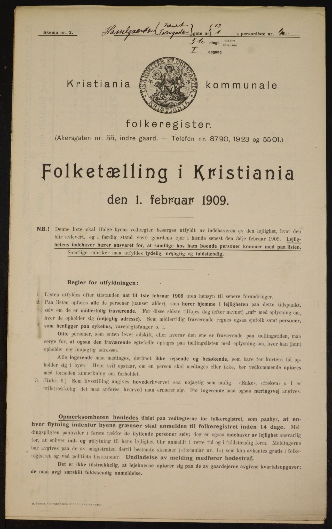 OBA, Municipal Census 1909 for Kristiania, 1909, p. 93767