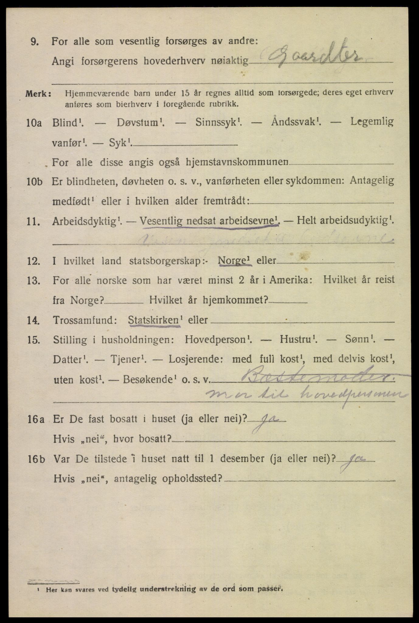 SAK, 1920 census for Øvre Sirdal, 1920, p. 1178