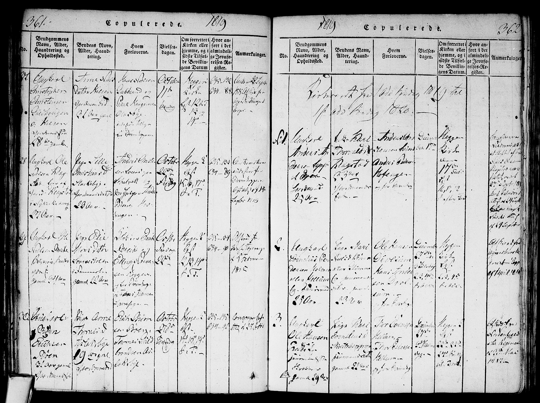 Modum kirkebøker, AV/SAKO-A-234/F/Fa/L0004: Parish register (official) no. 4, 1818-1824, p. 361-362