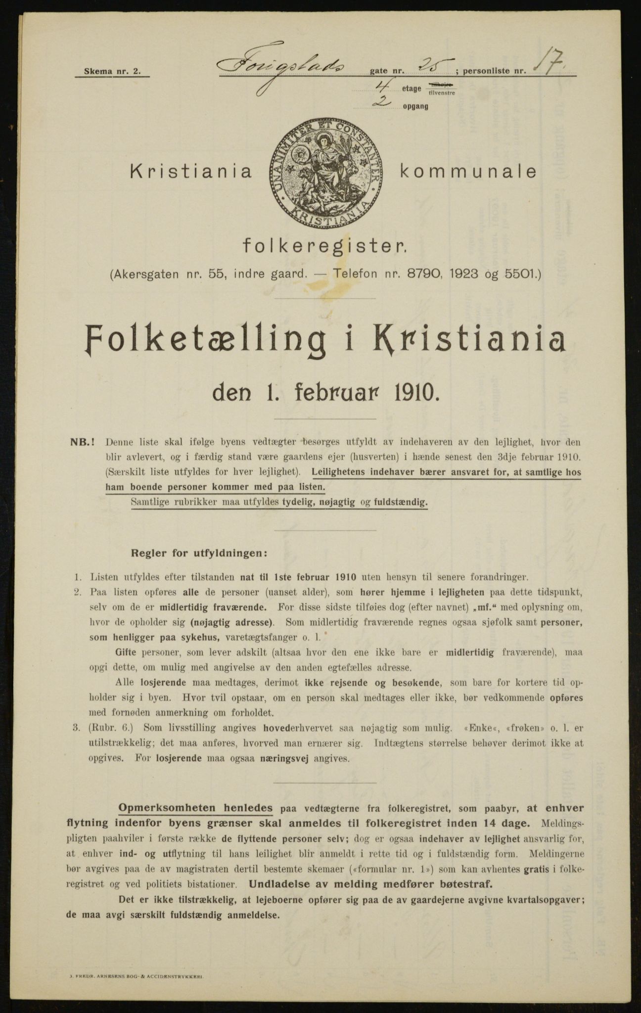 OBA, Municipal Census 1910 for Kristiania, 1910, p. 23886