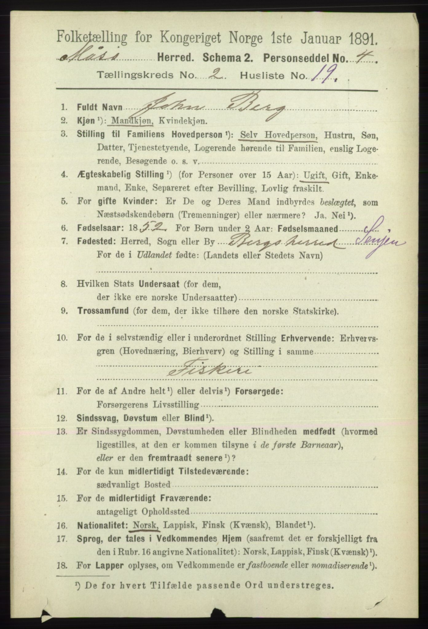 RA, 1891 census for 2018 Måsøy, 1891, p. 349