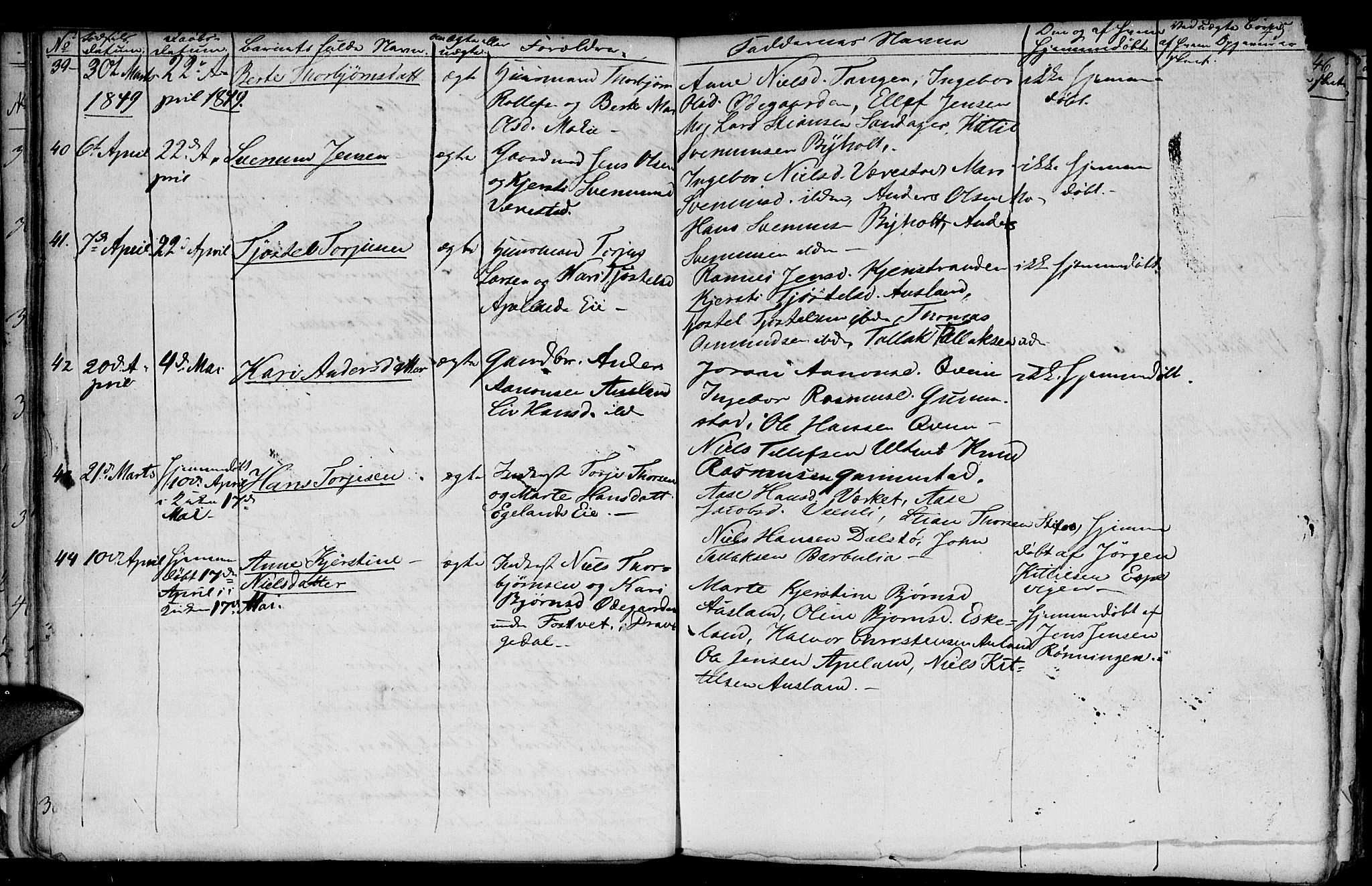 Gjerstad sokneprestkontor, AV/SAK-1111-0014/F/Fb/Fba/L0004: Parish register (copy) no. B 4, 1845-1853, p. 45