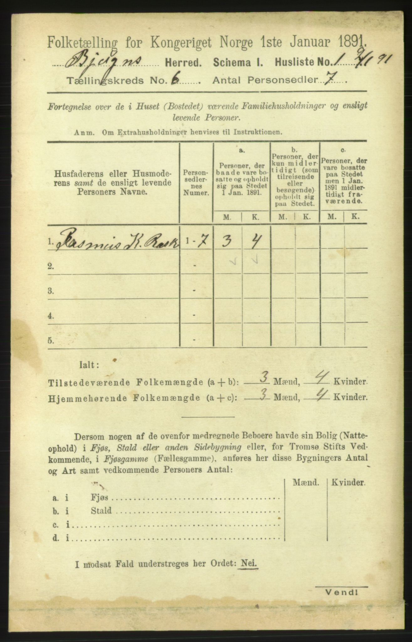 RA, 1891 census for 1627 Bjugn, 1891, p. 1606