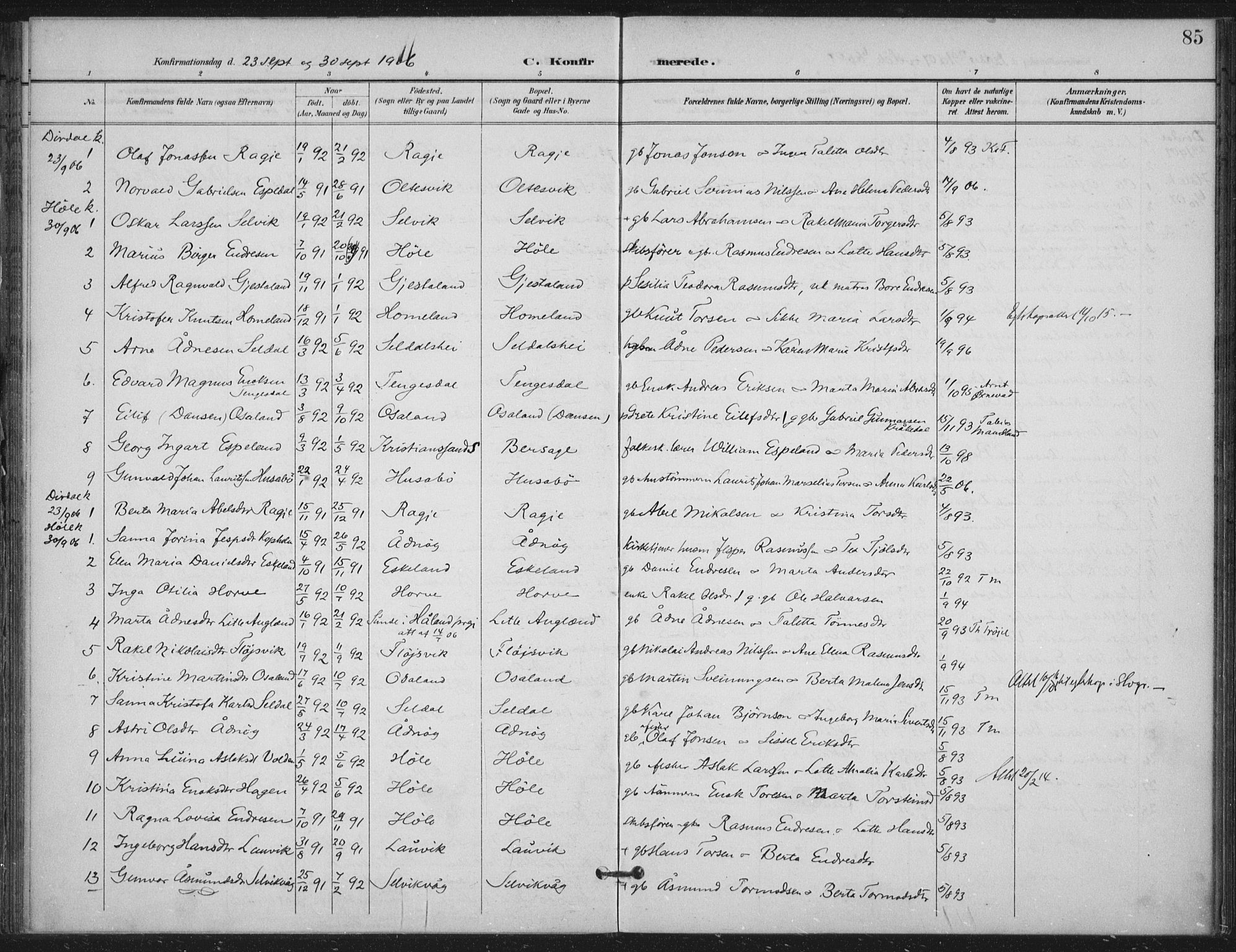 Høgsfjord sokneprestkontor, AV/SAST-A-101624/H/Ha/Haa/L0008: Parish register (official) no. A 8, 1898-1920, p. 85