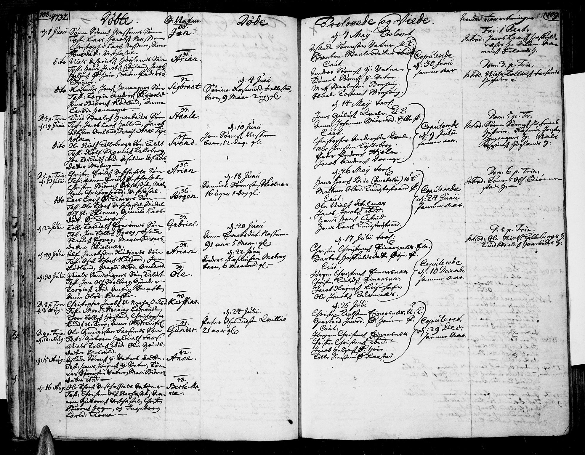 Lista sokneprestkontor, SAK/1111-0027/F/Fa/L0002: Parish register (official) no. A 2 /1, 1726-1742, p. 108-109