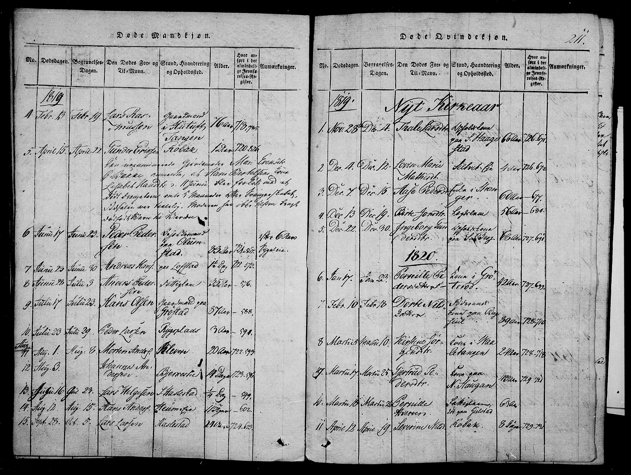 Våle kirkebøker, AV/SAKO-A-334/F/Fa/L0007: Parish register (official) no. I 7, 1814-1824, p. 210-211