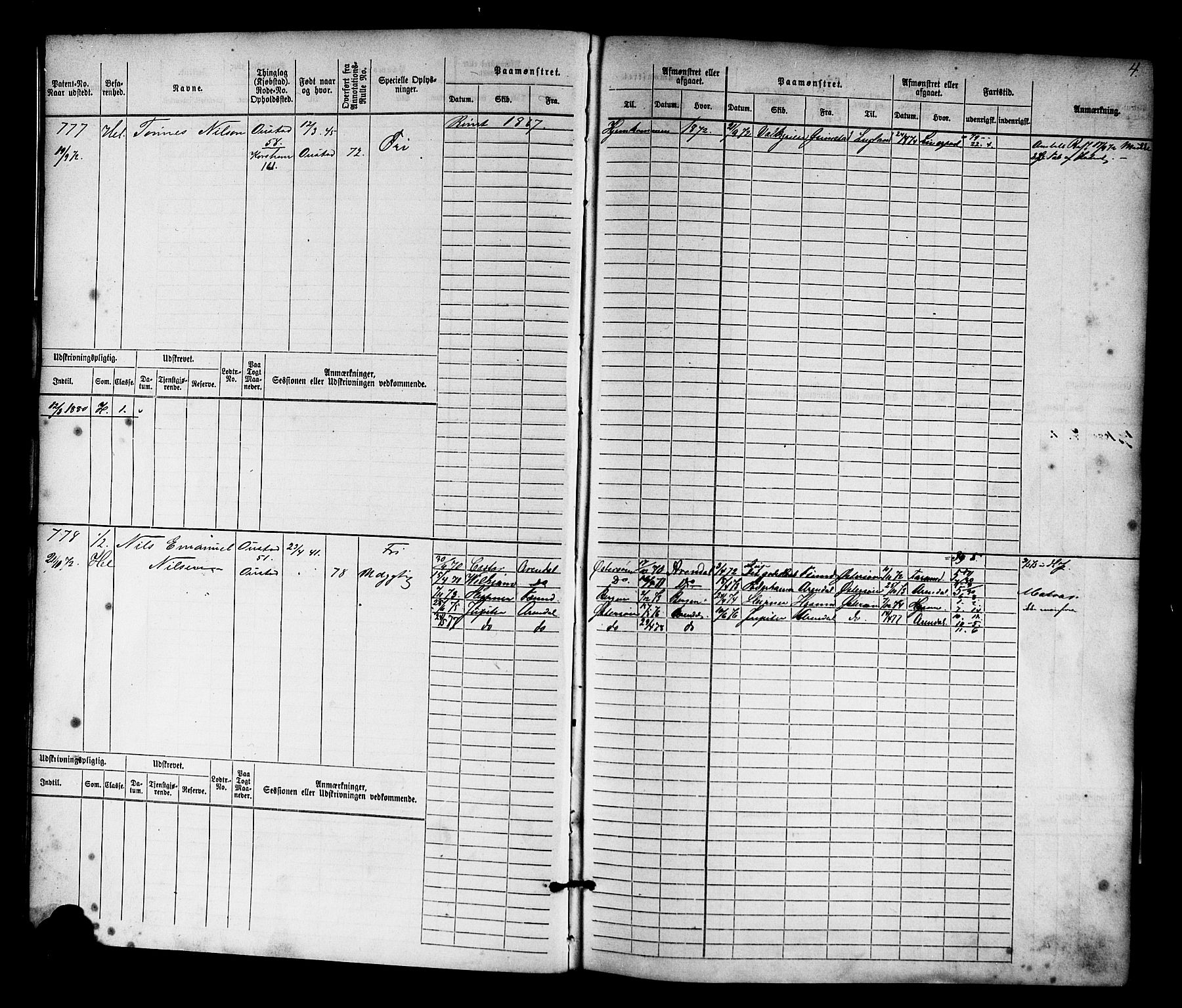 Farsund mønstringskrets, AV/SAK-2031-0017/F/Fb/L0016: Hovedrulle nr 771-1536, Z-8, 1868-1904, p. 5