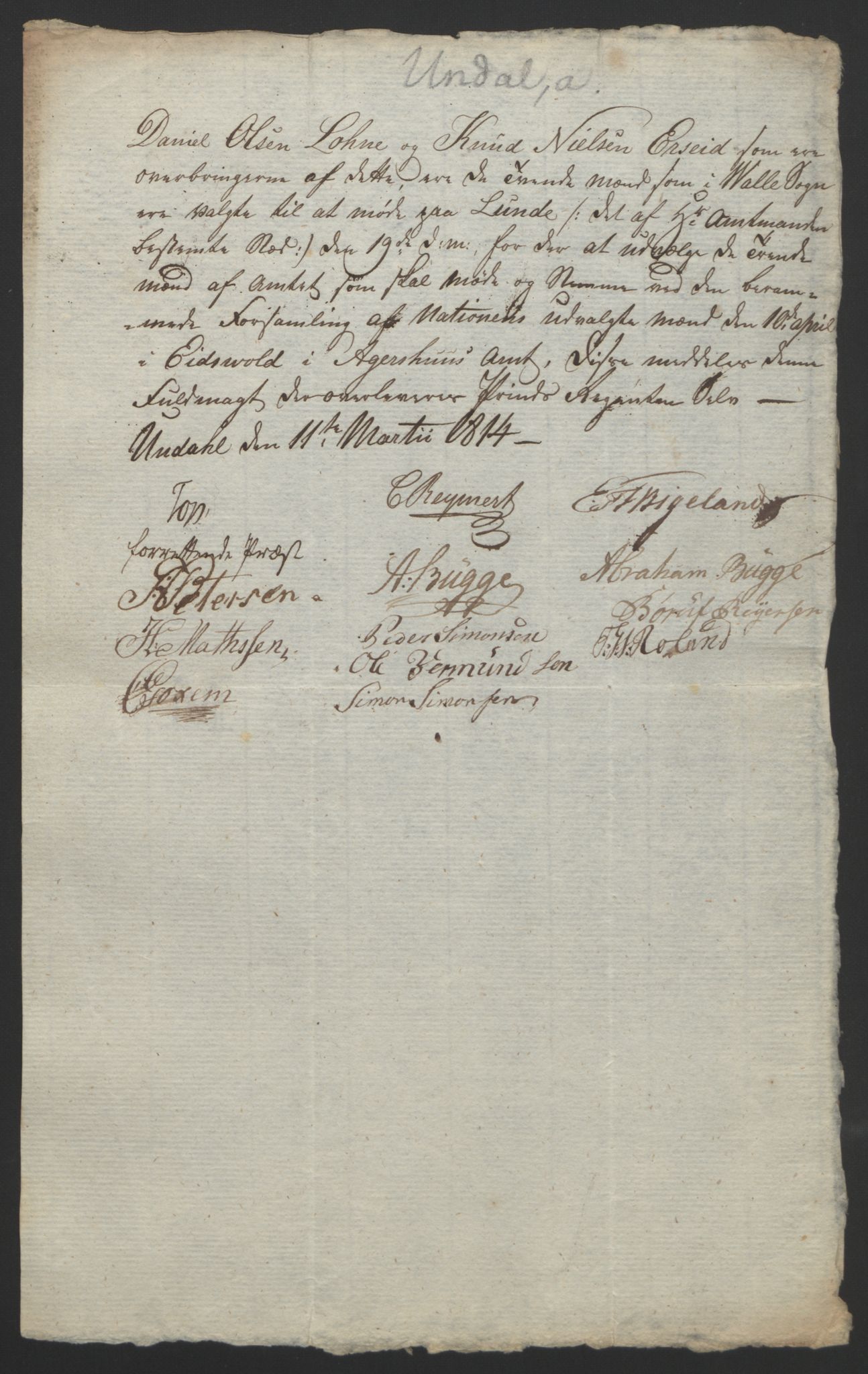 Statsrådssekretariatet, RA/S-1001/D/Db/L0008: Fullmakter for Eidsvollsrepresentantene i 1814. , 1814, p. 137
