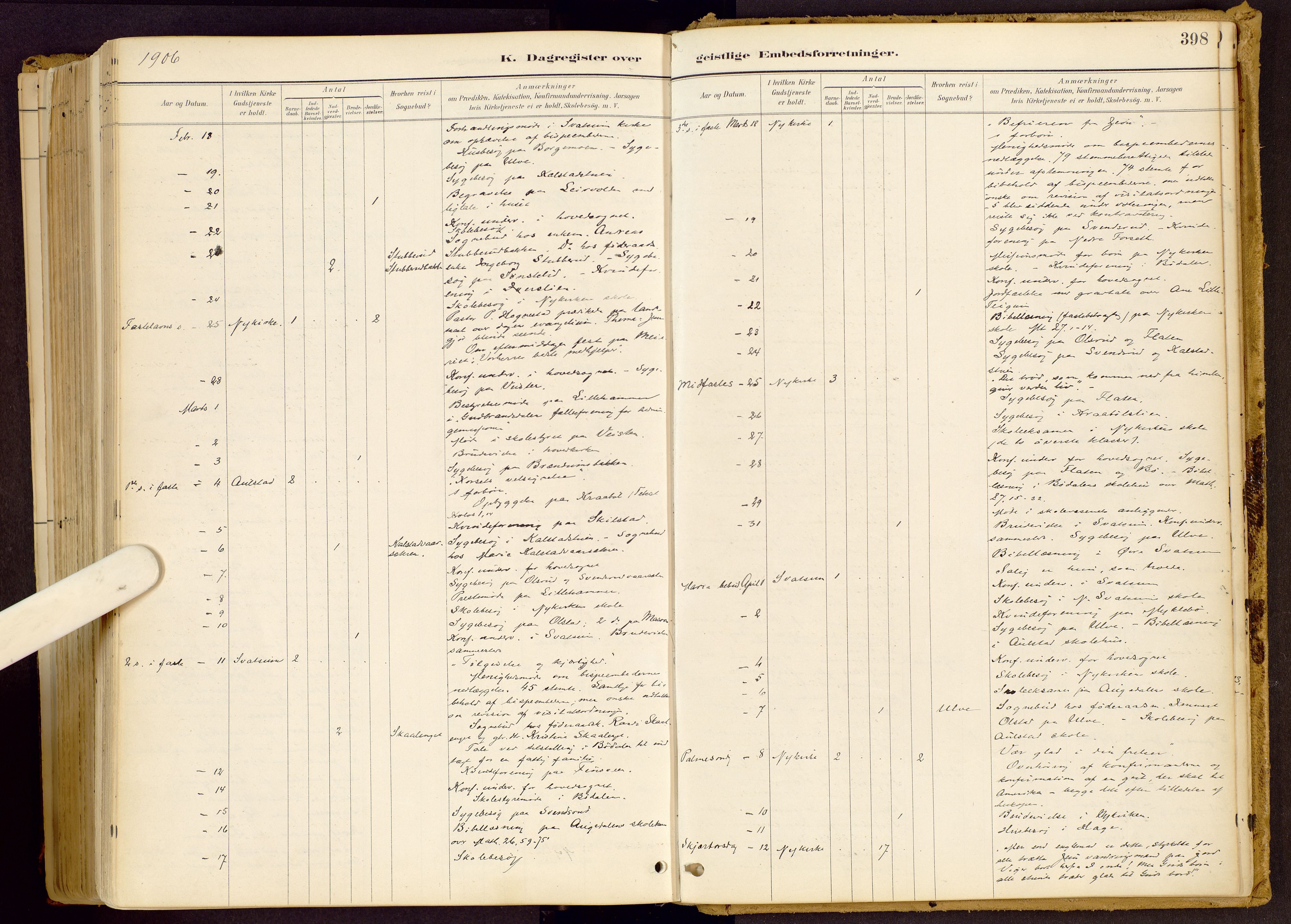 Vestre Gausdal prestekontor, SAH/PREST-094/H/Ha/Haa/L0001: Parish register (official) no. 1, 1887-1914, p. 398