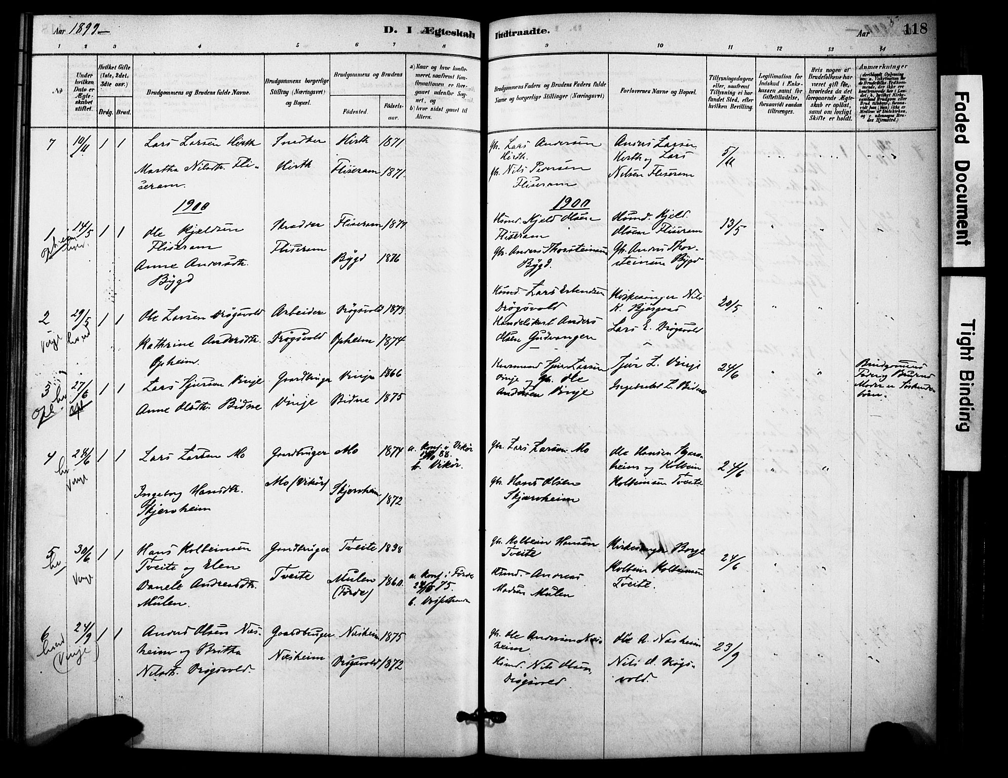 Vossestrand Sokneprestembete, AV/SAB-A-79101/H/Haa: Parish register (official) no. C 1, 1878-1903, p. 118