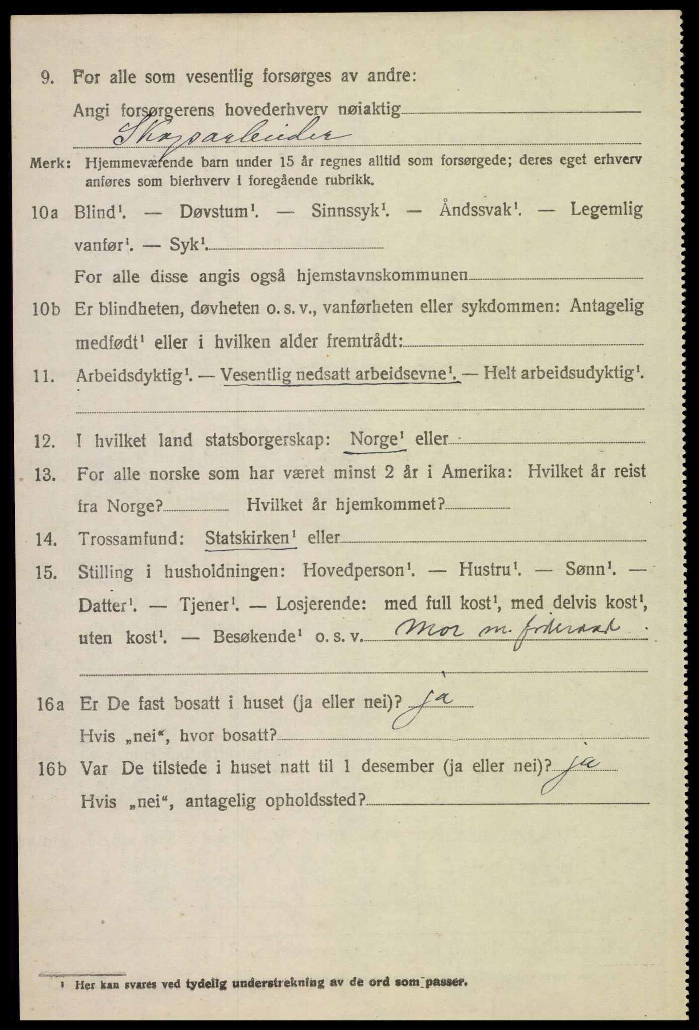 SAH, 1920 census for Tynset, 1920, p. 6499