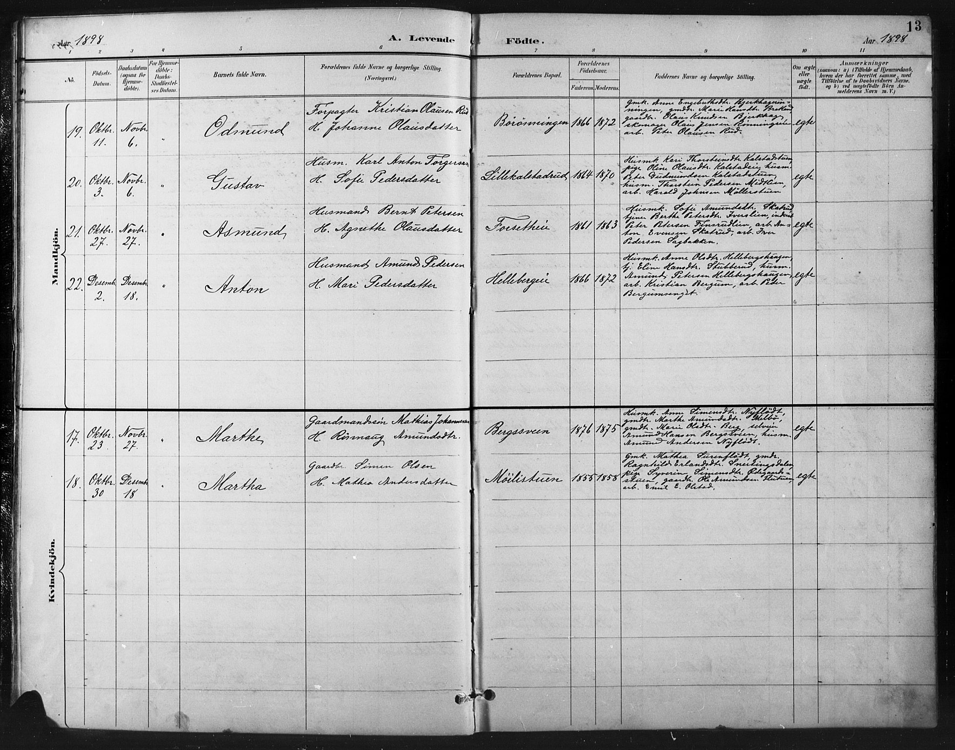 Vestre Gausdal prestekontor, SAH/PREST-094/H/Ha/Hab/L0003: Parish register (copy) no. 3, 1896-1925, p. 13