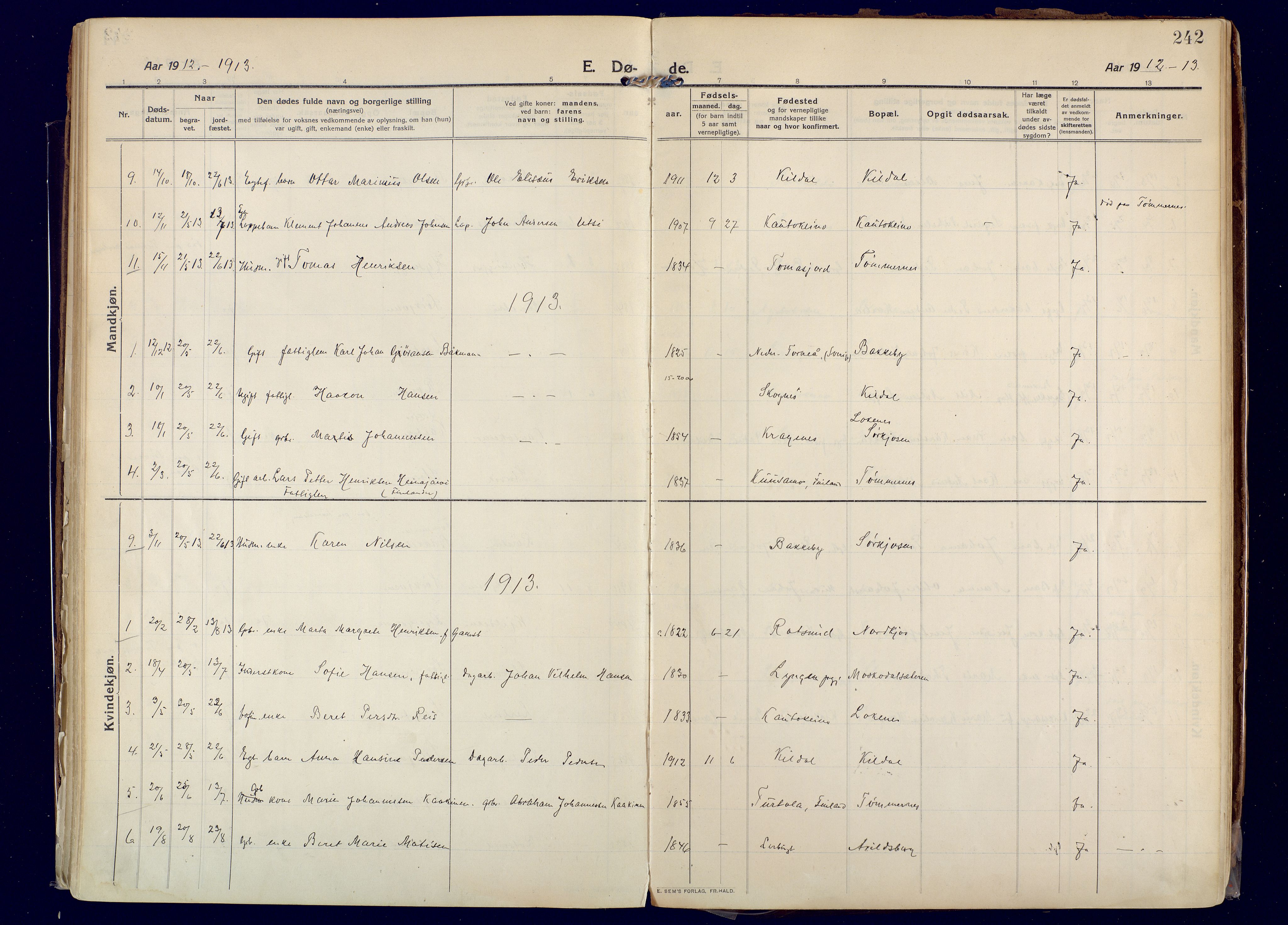 Skjervøy sokneprestkontor, SATØ/S-1300/H/Ha/Haa: Parish register (official) no. 20, 1911-1931, p. 242