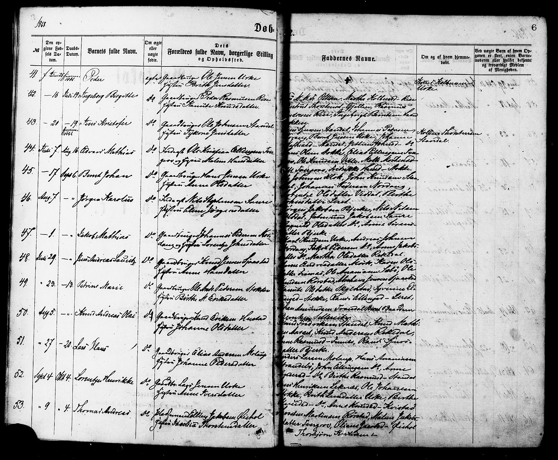 Ministerialprotokoller, klokkerbøker og fødselsregistre - Møre og Romsdal, SAT/A-1454/515/L0210: Parish register (official) no. 515A06, 1868-1885, p. 6
