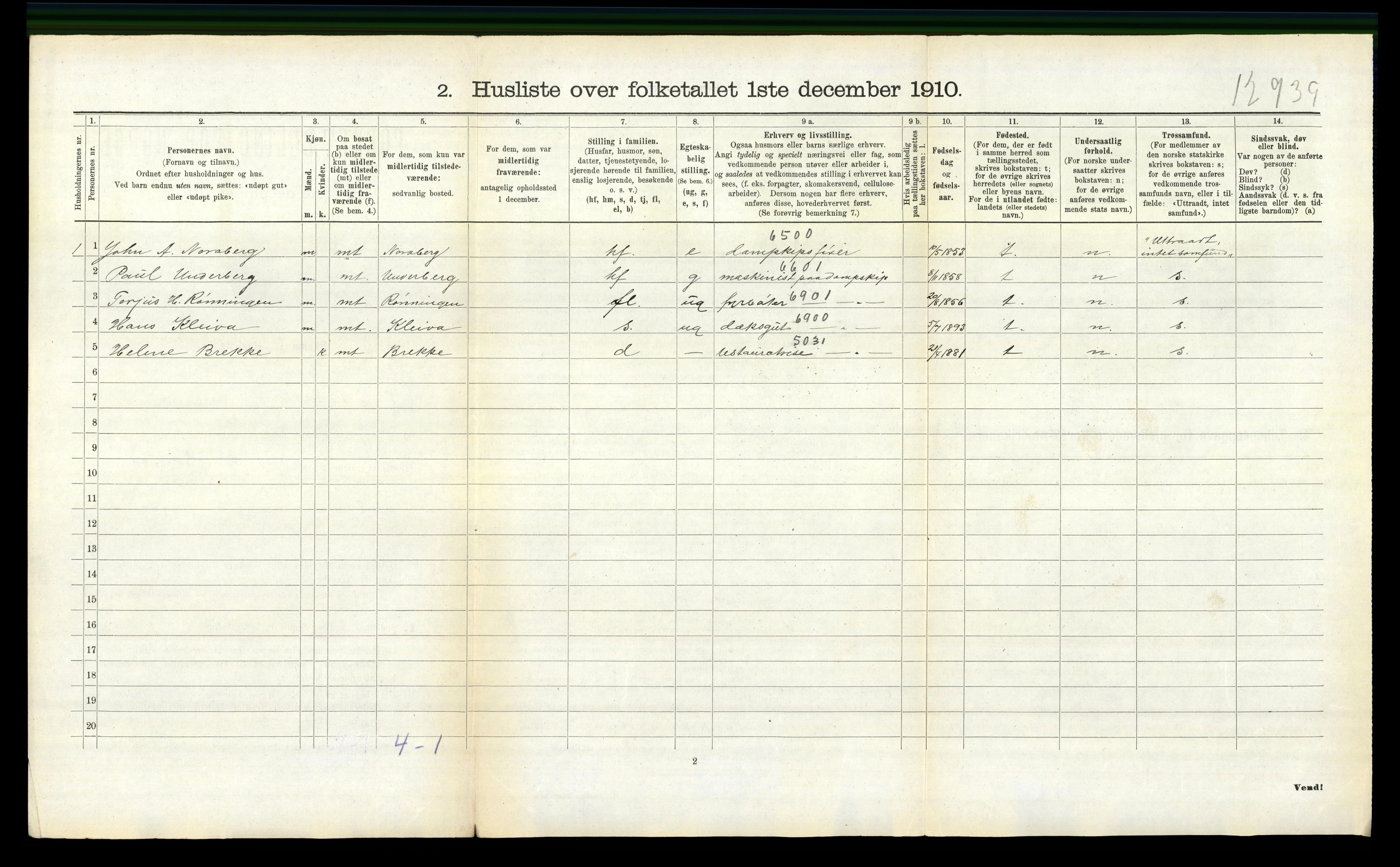 RA, 1910 census for Nissedal, 1910, p. 345