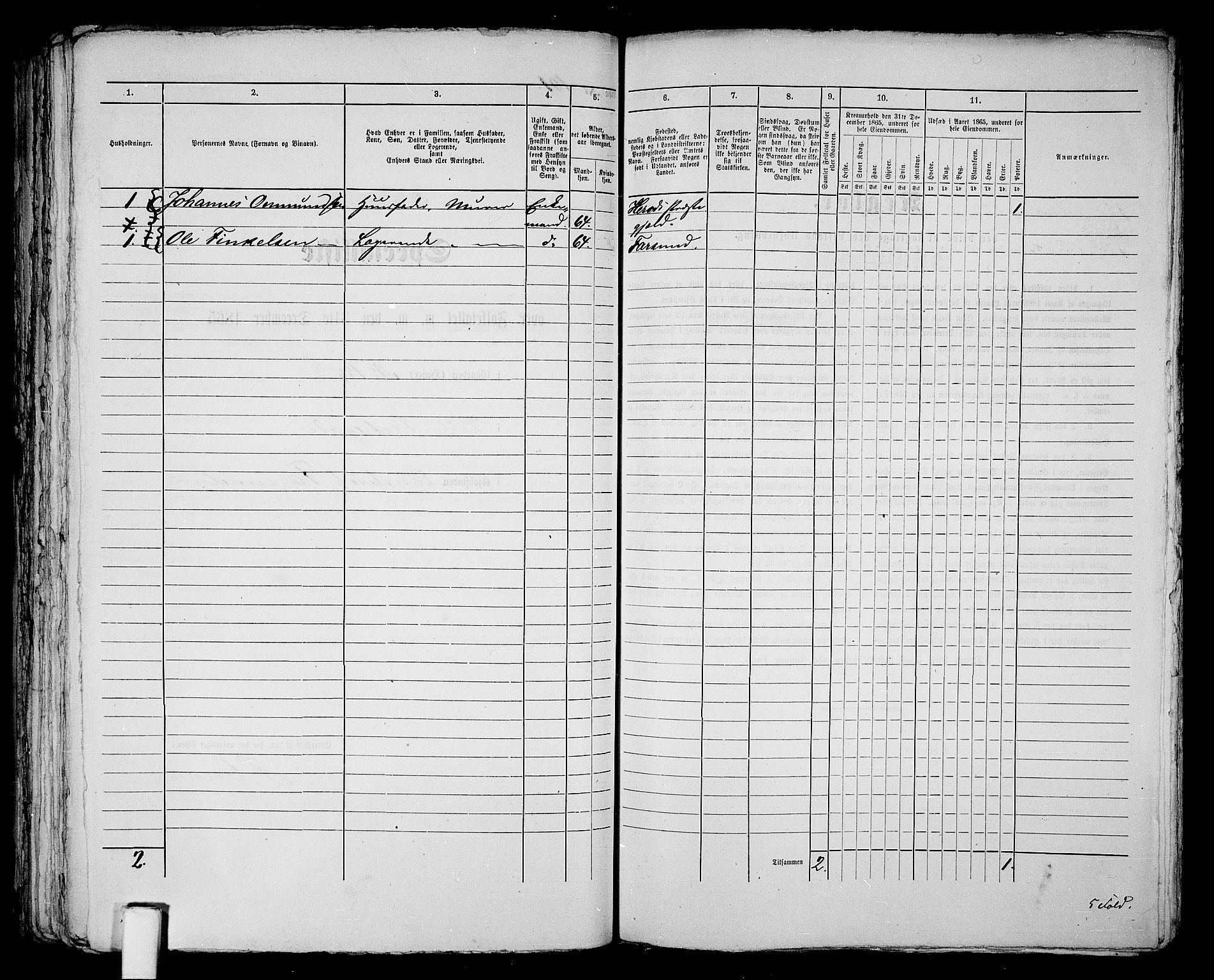 RA, 1865 census for Vanse/Farsund, 1865, p. 209